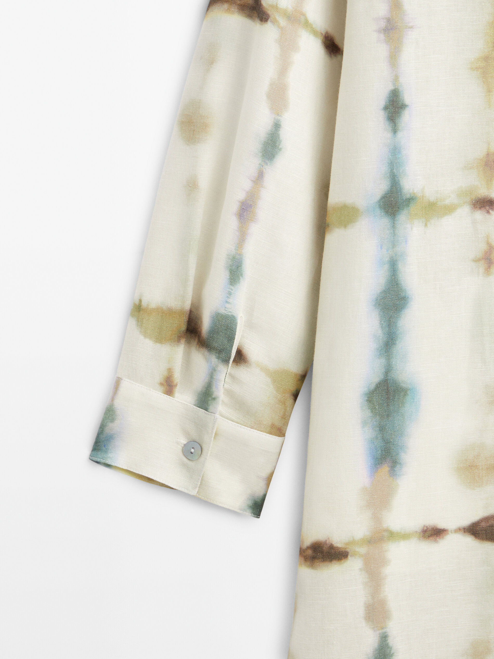 Vestido tie dye con lino y algodón - AZUL