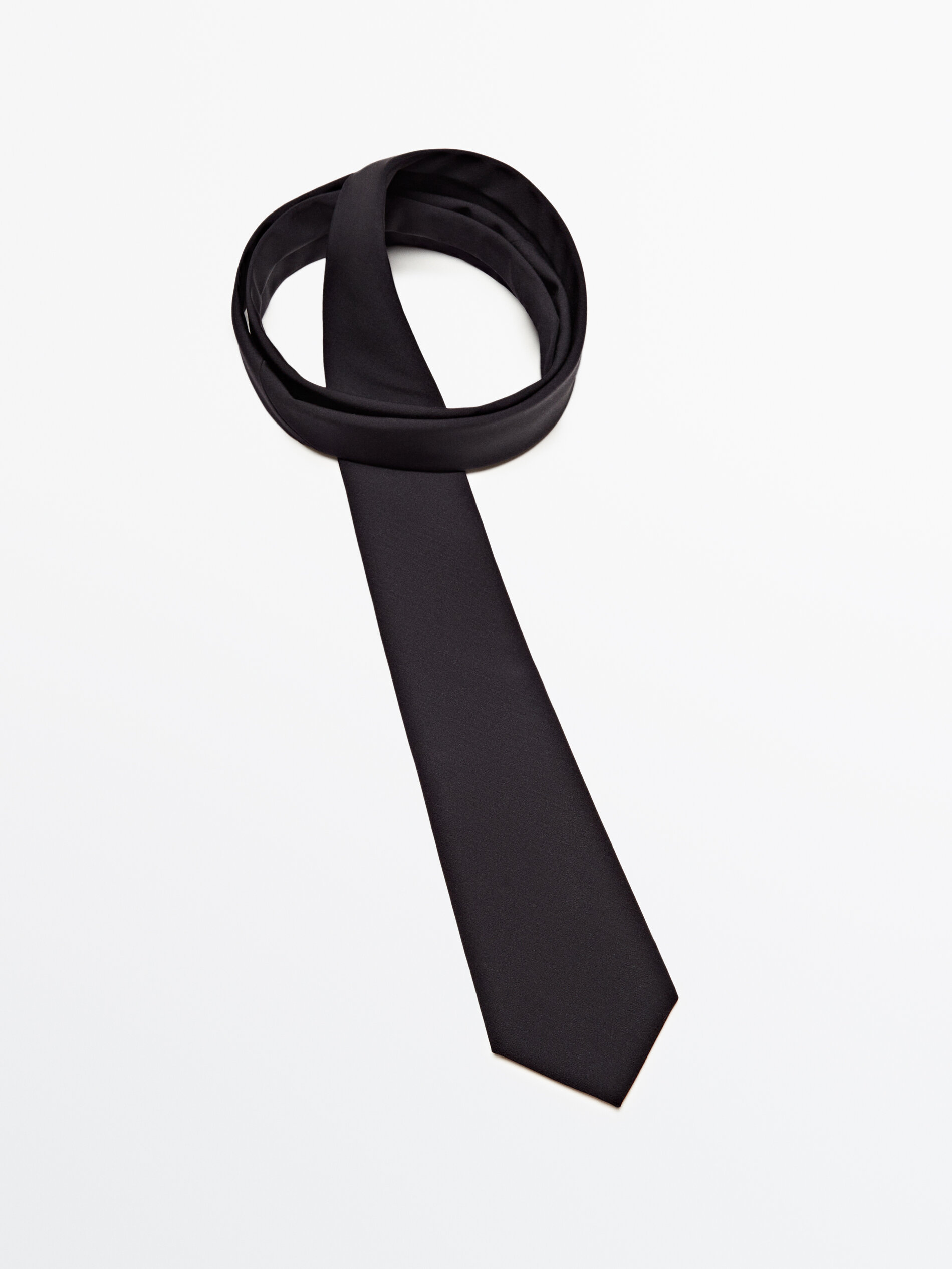 Corbata lisa mezcla lana - AZUL MARINO