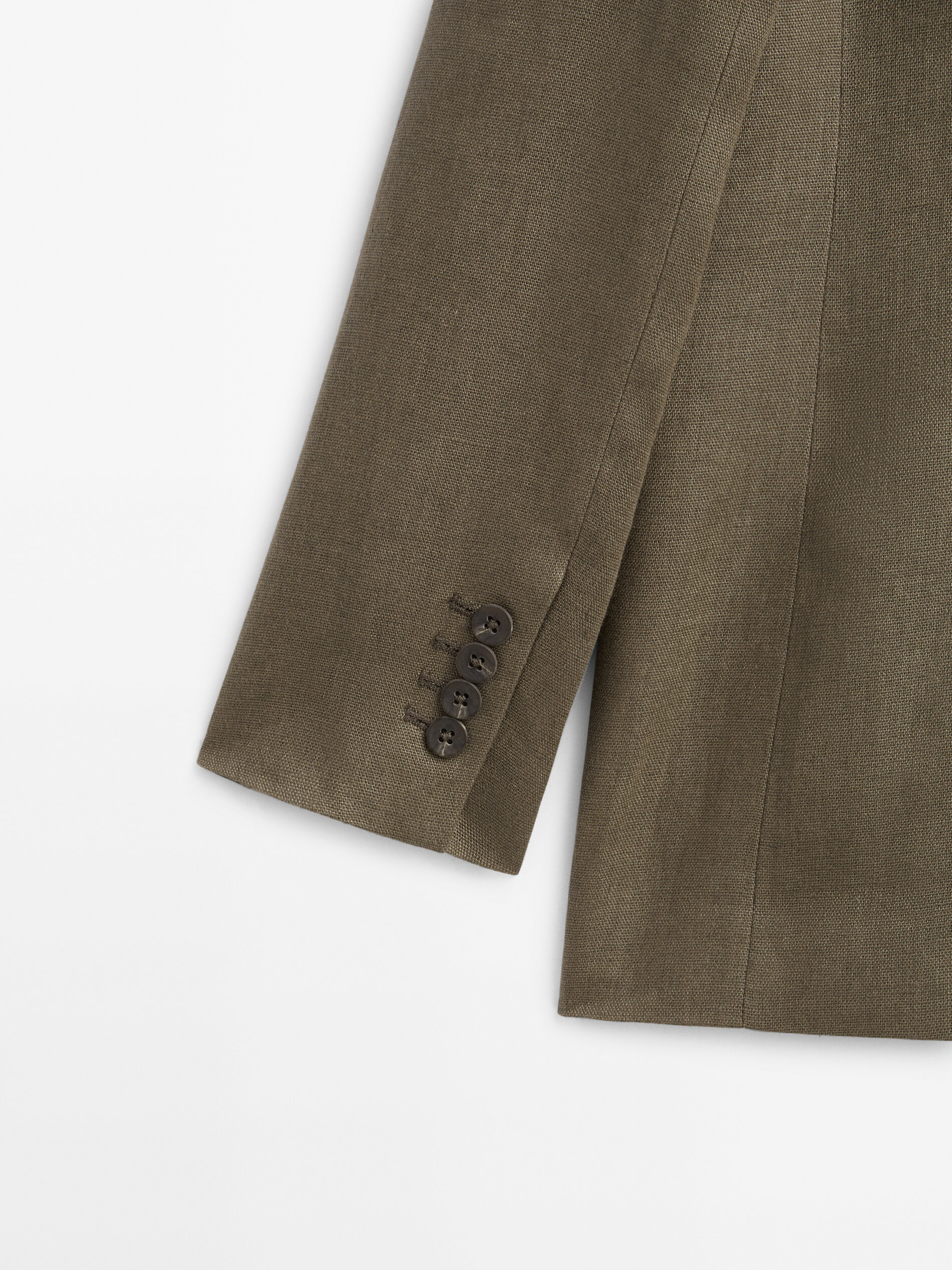 Americana traje cruzada lino rústico - OLIVA OSC