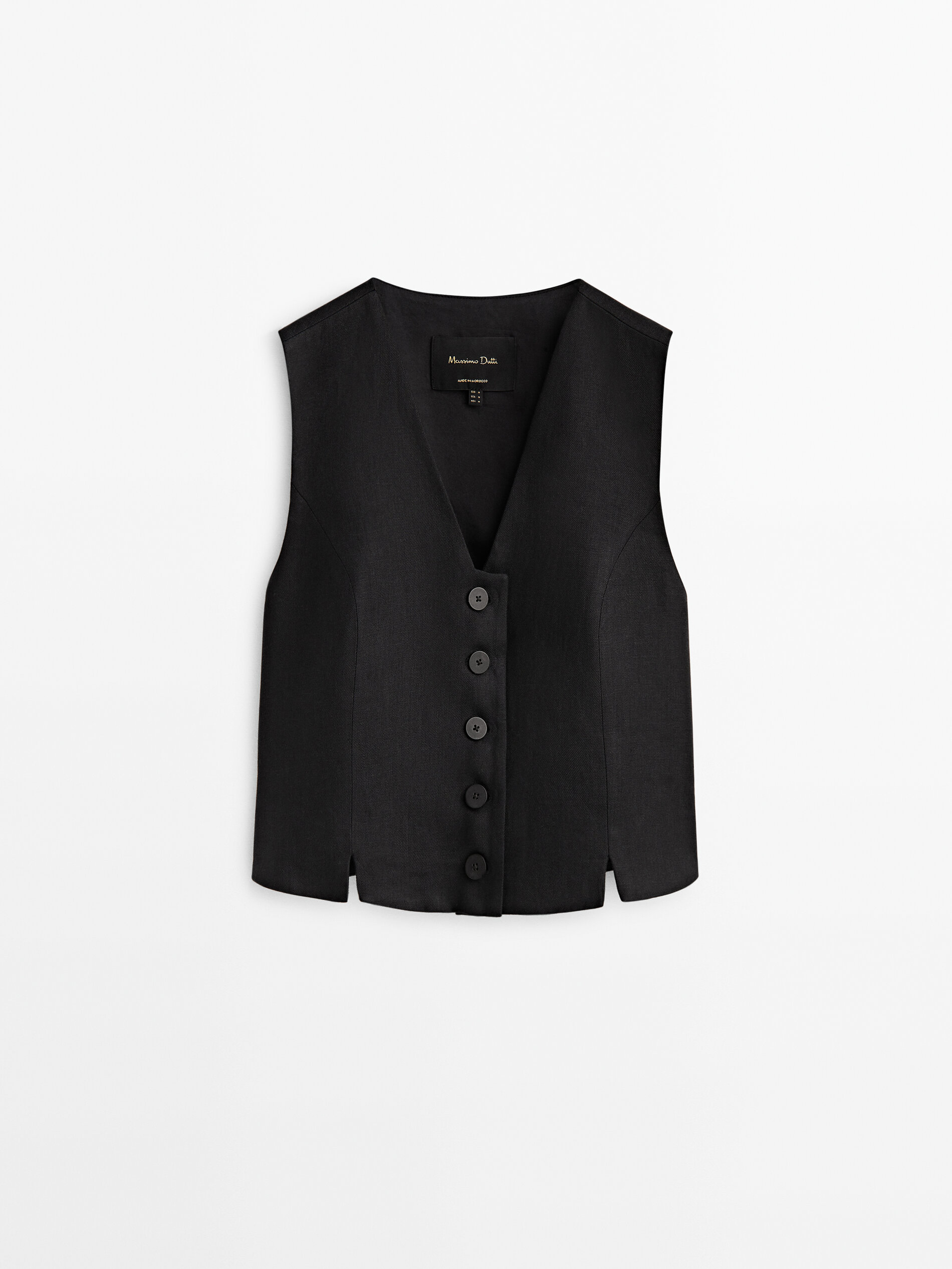 Chaleco corto traje 100% lino - NEGRO