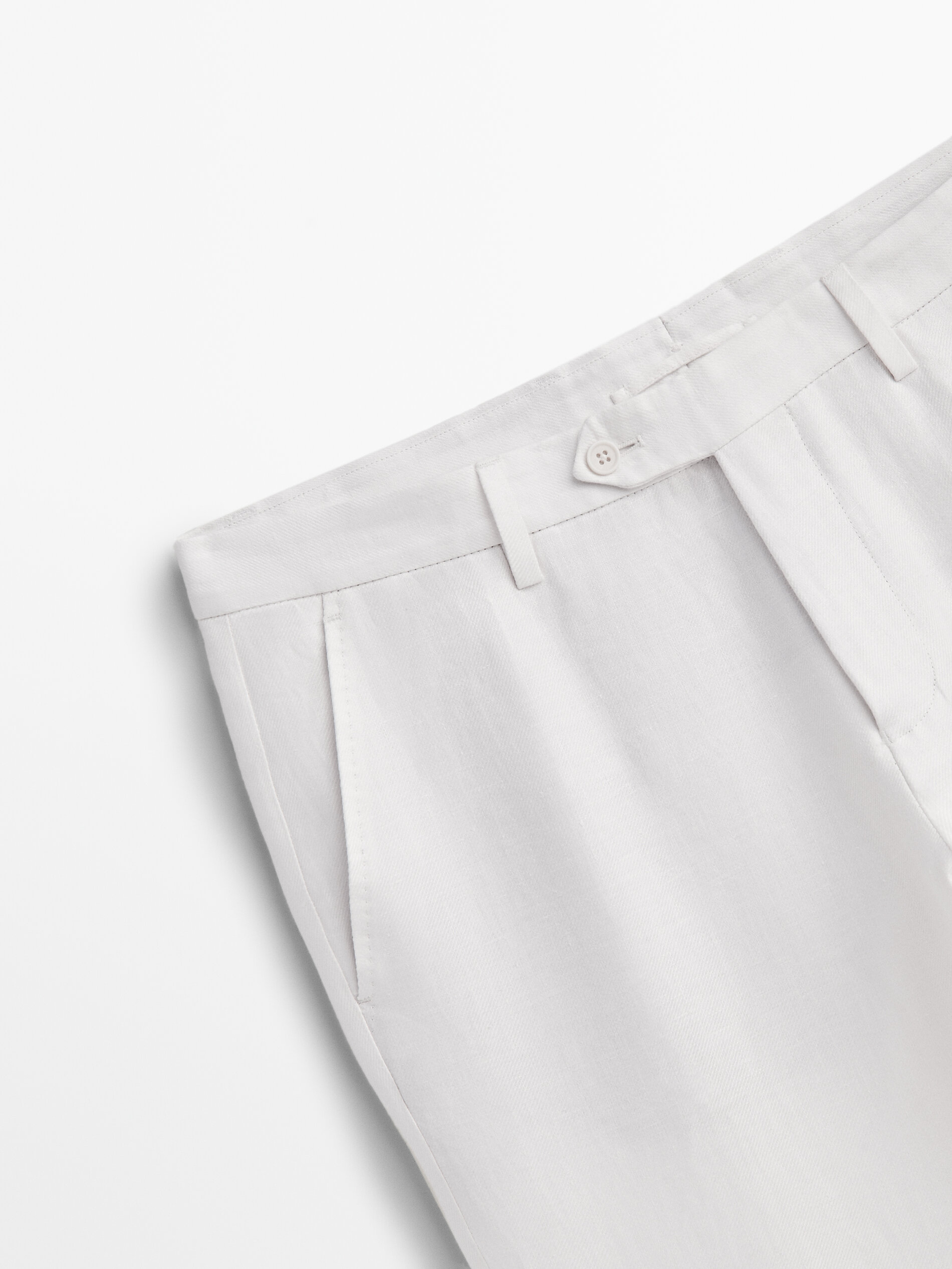 Pantalón traje 100% lino - BLANCO