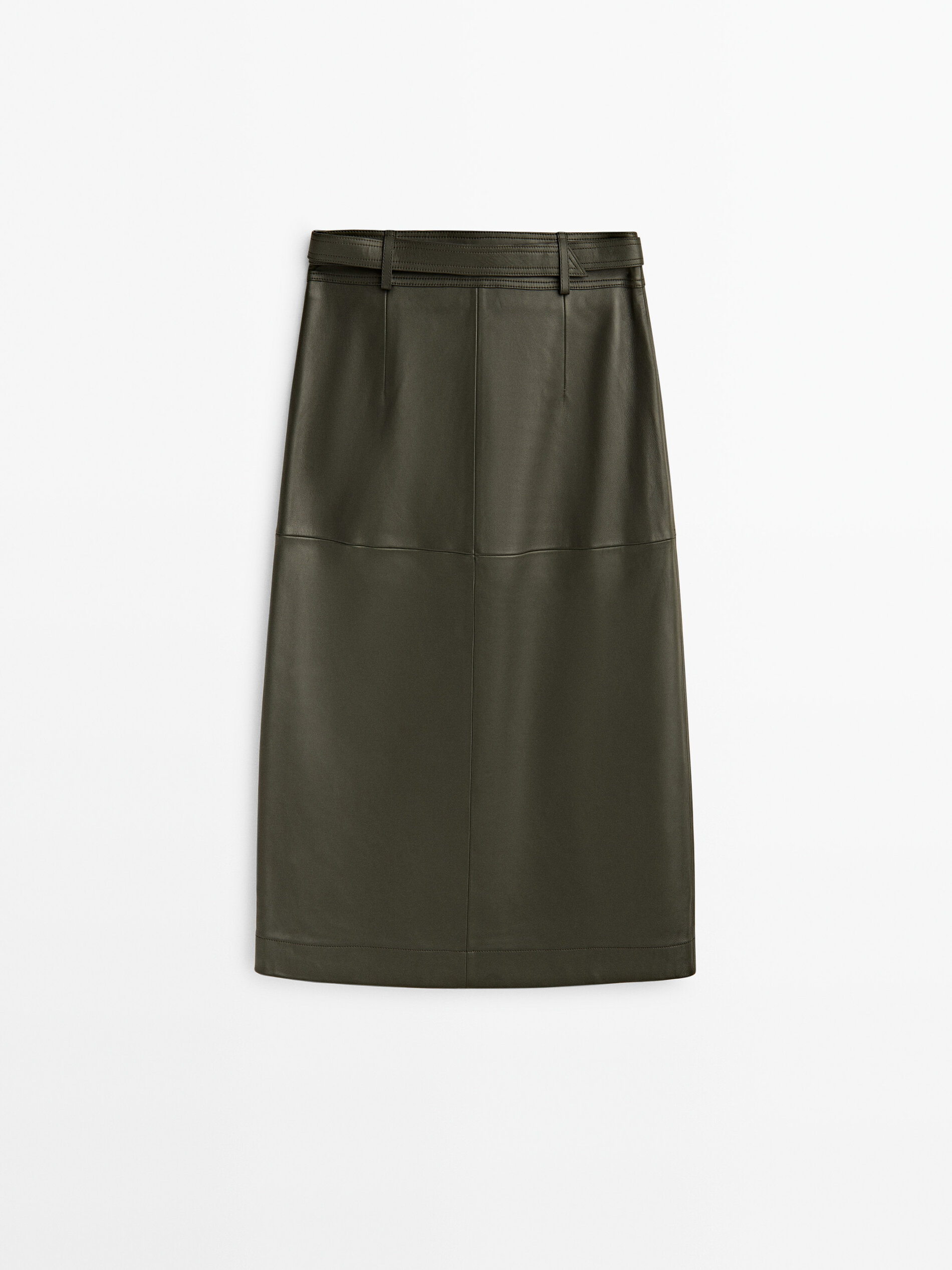 Falda piel napa bolsillos - VERDE