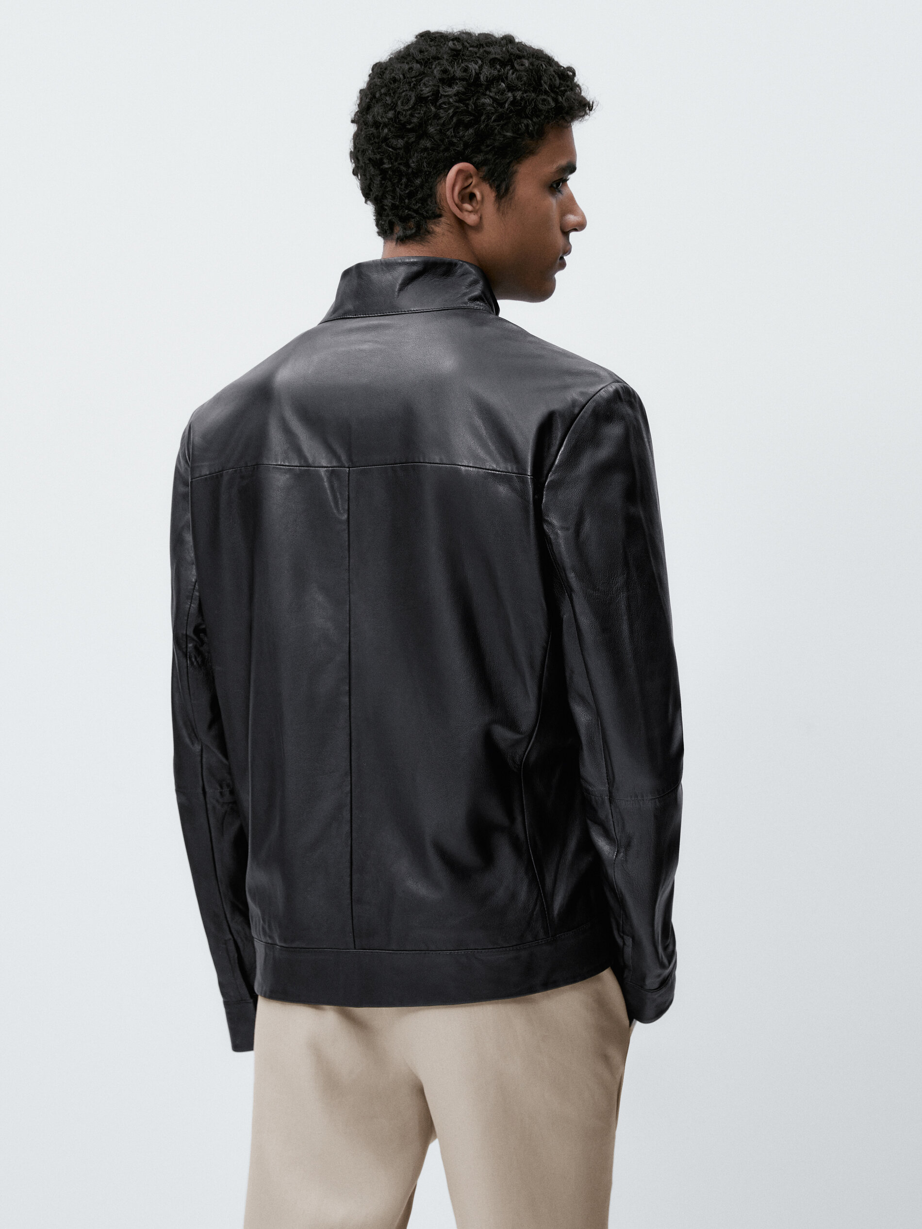 Cazadora piel napa azul - AZUL