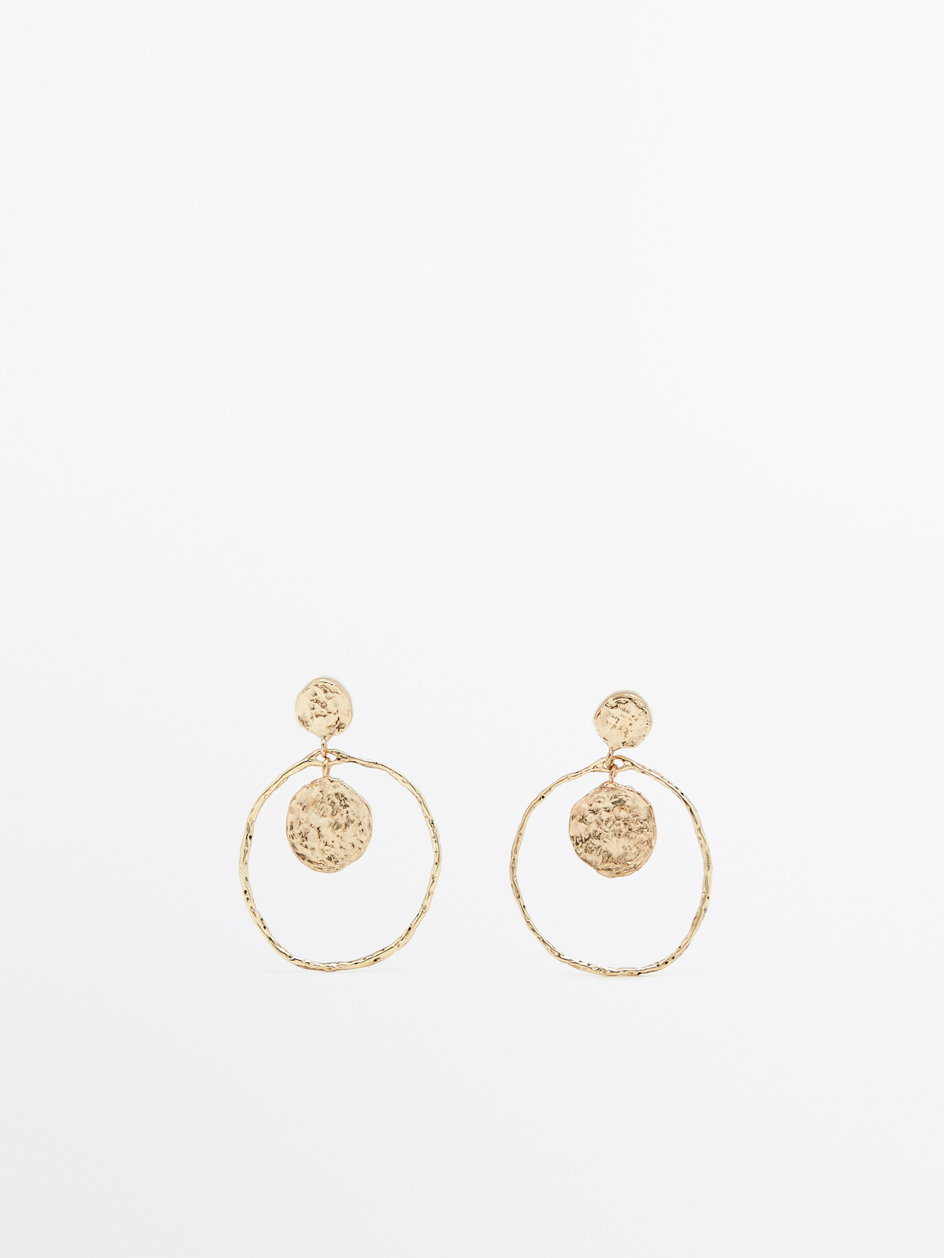 Pendientes moneda colgante baño oro - DORADO