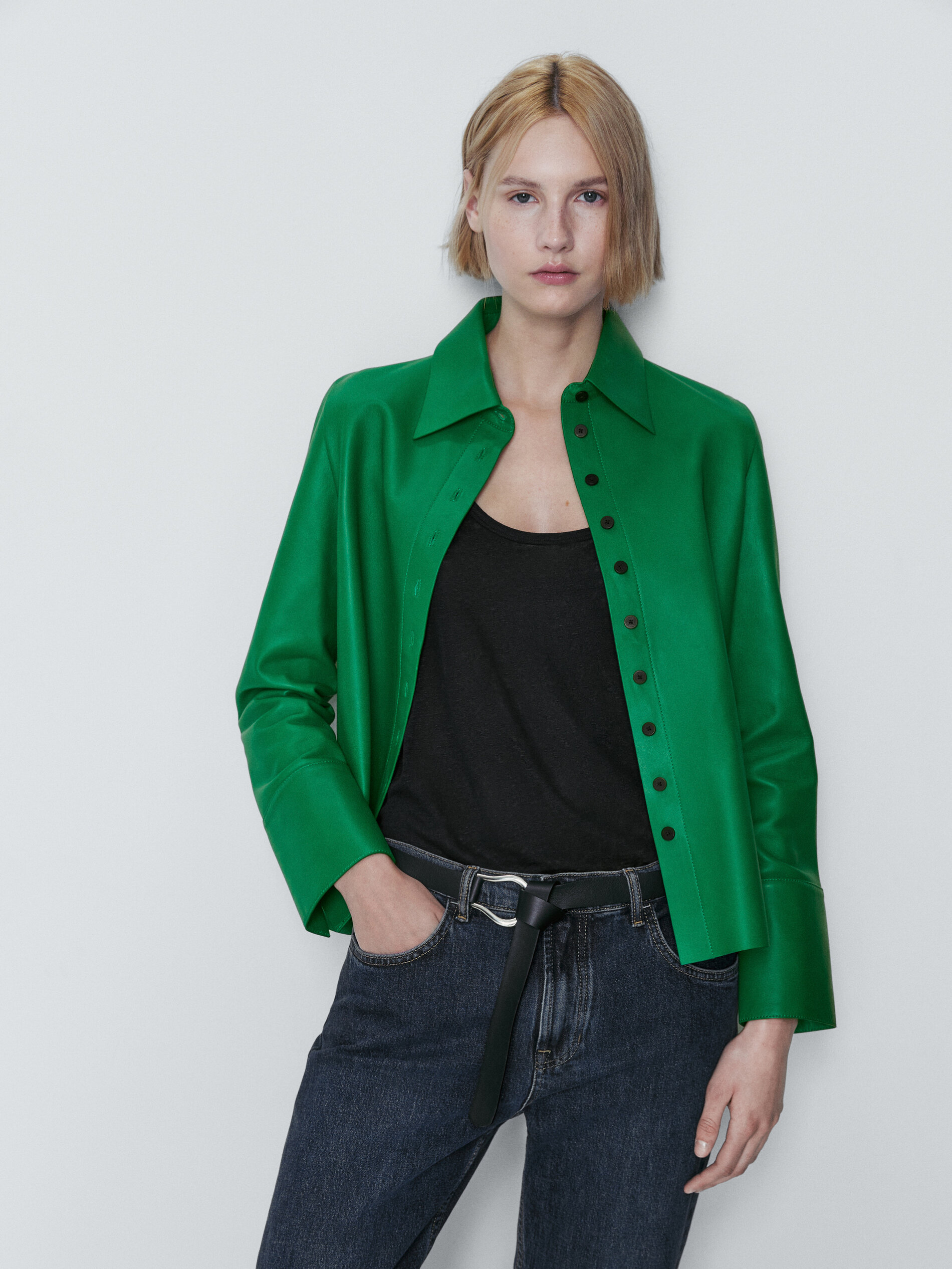 Camisa piel napa verde - VERDE