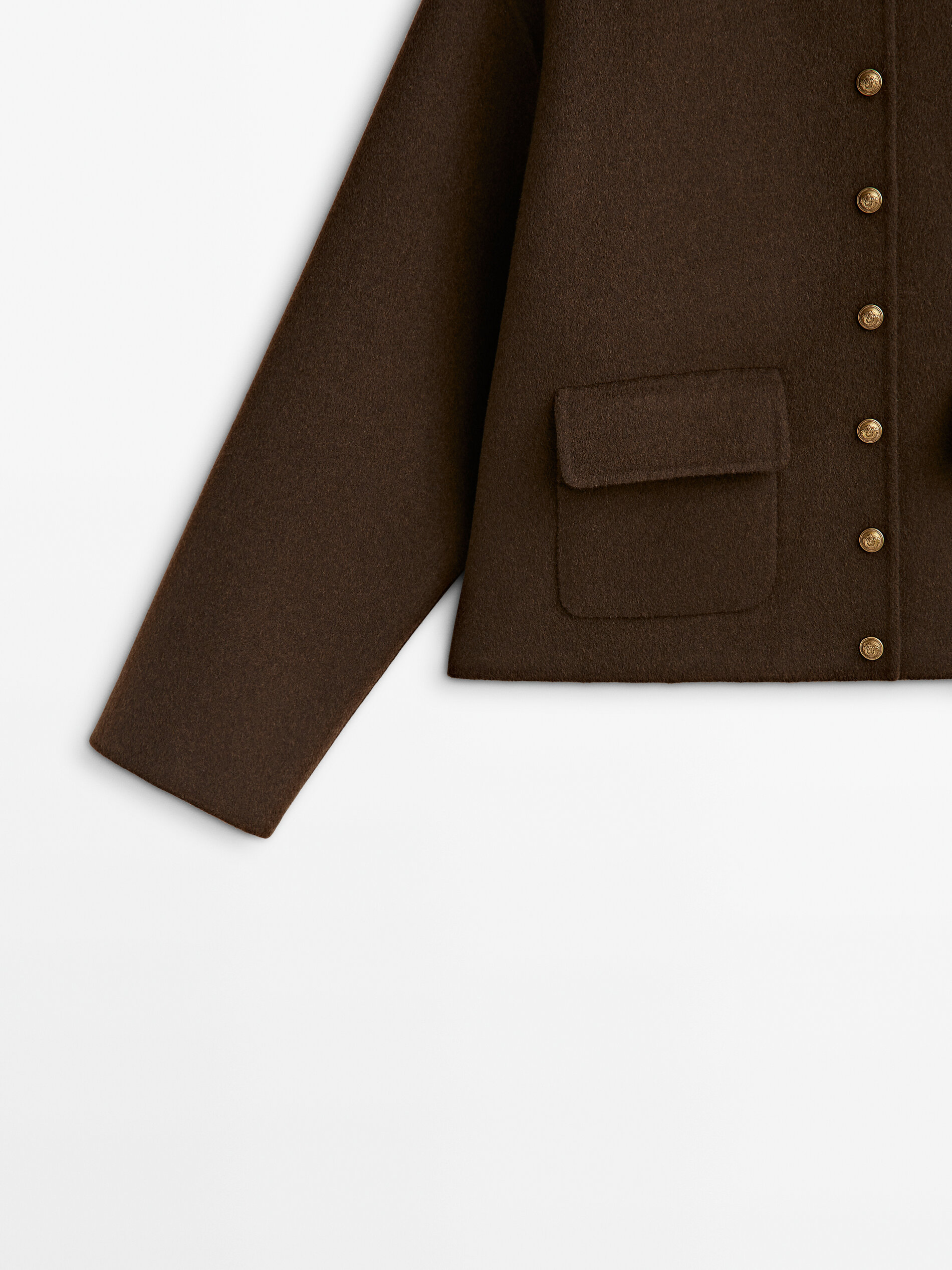 Abrigo corto mezcla lana botones dorados - VERDE OSCURO