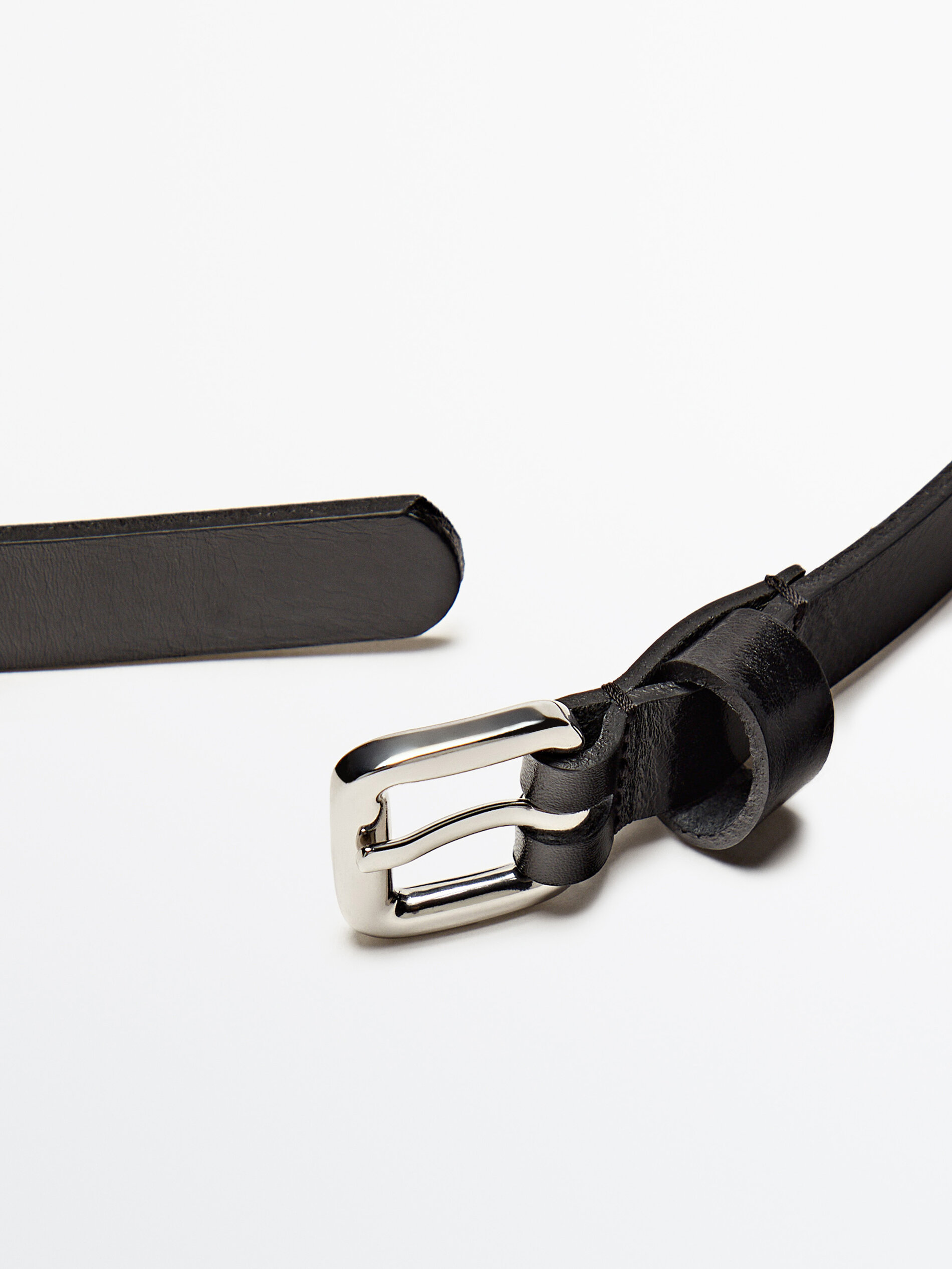 Cinturón piel hebilla rectangular - NEGRO