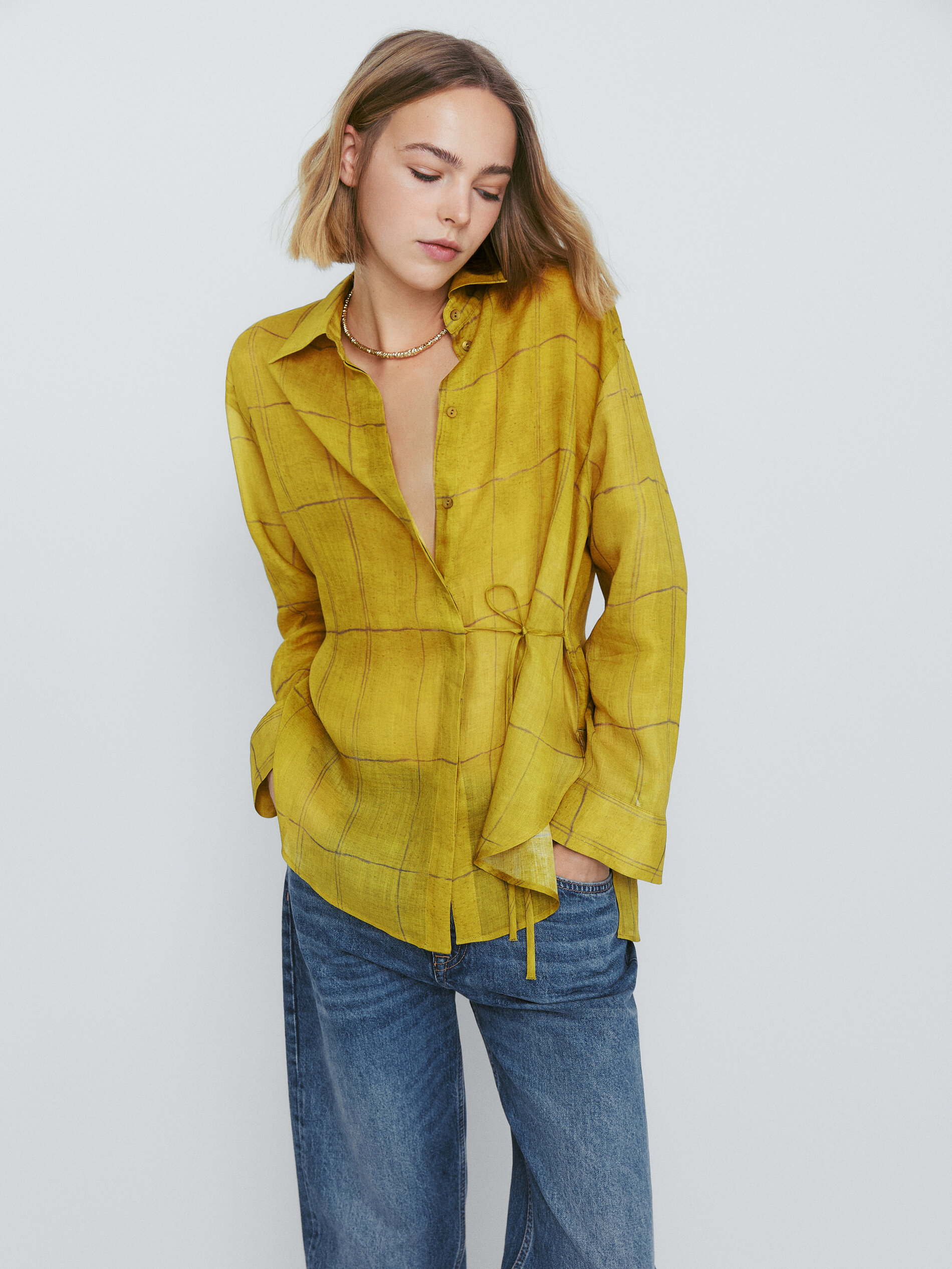 Camisa ramio estampado cuadros - OLIVA