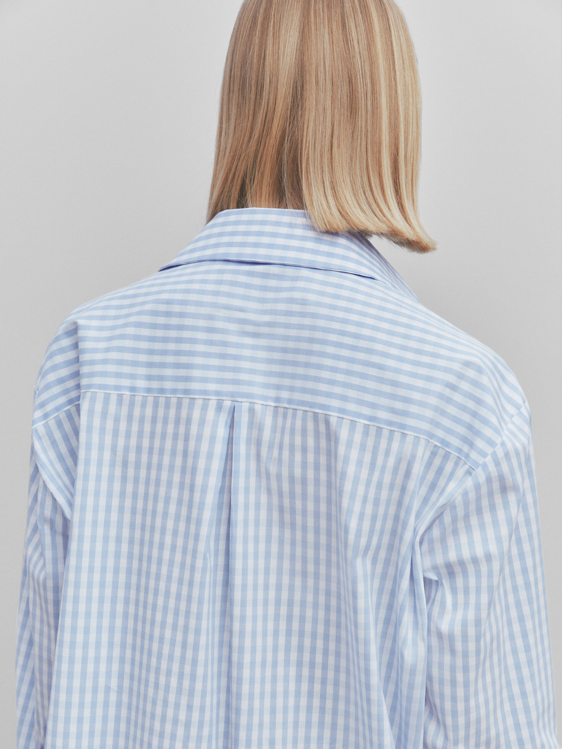 Camisa cuadros vichy bolsillo volante -Studio - AZUL