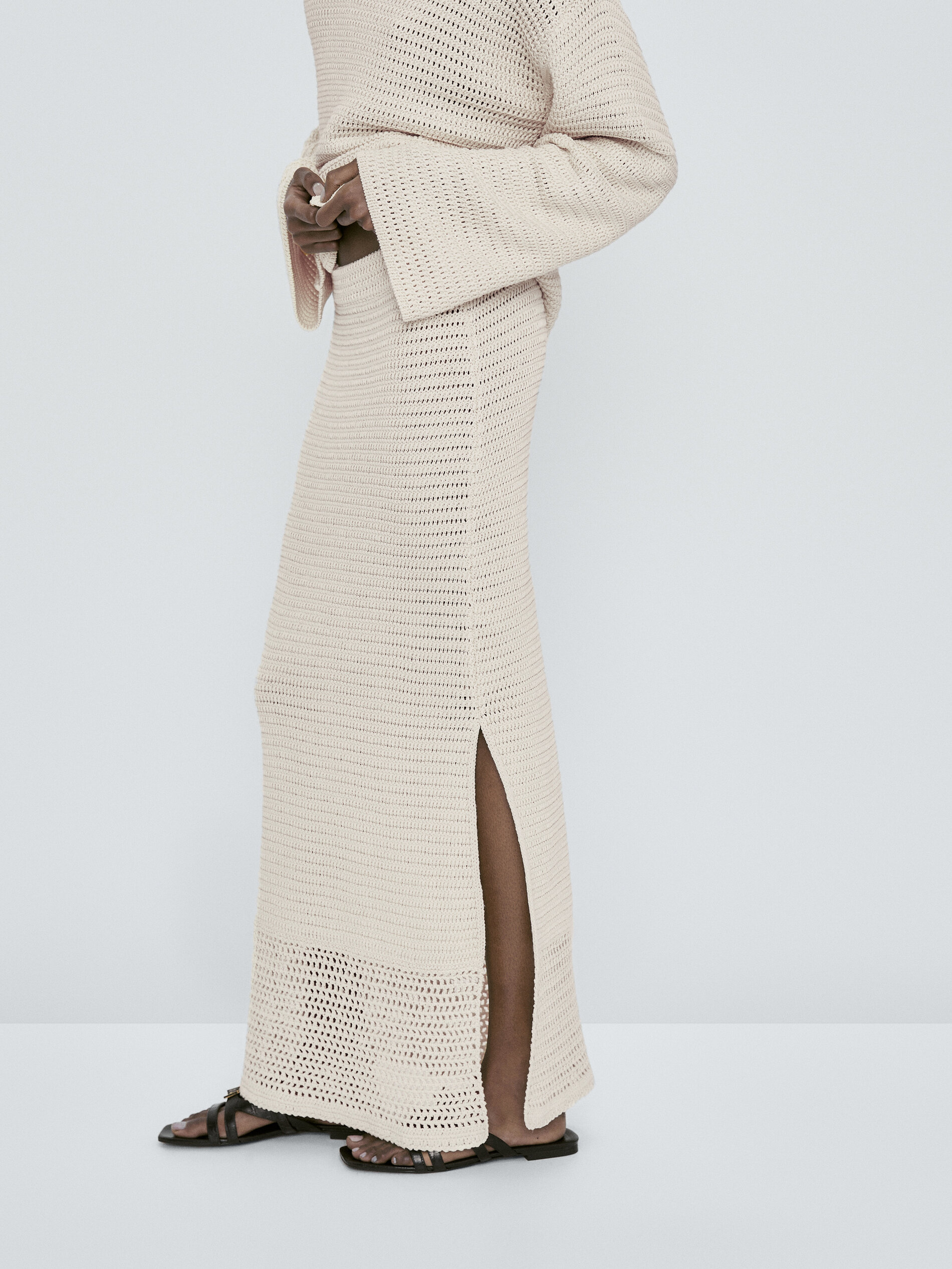 Falda punto crochet - CRUDO