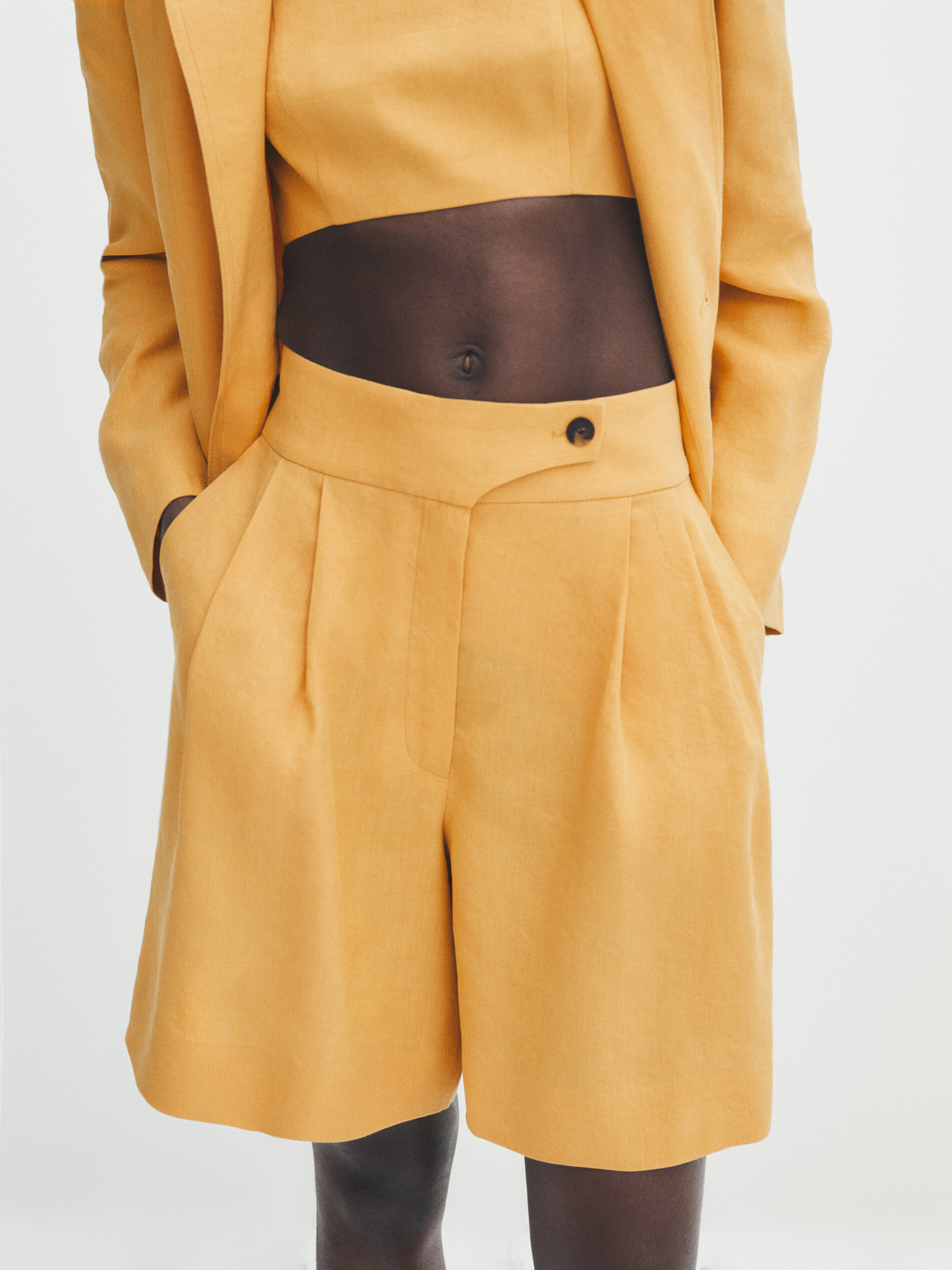 Bermuda larga pinzas - AMARILLO MOSTAZA