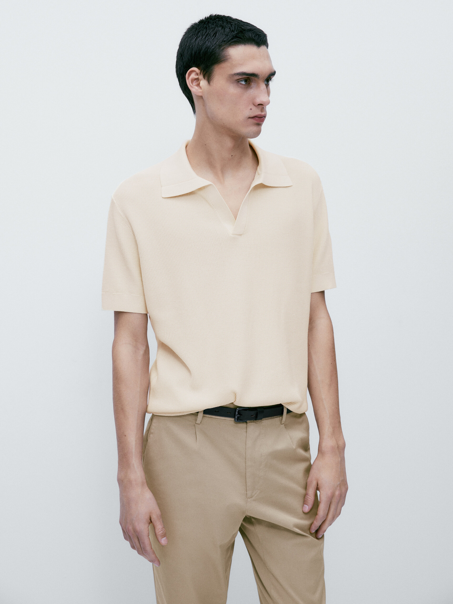 Jersey polo estructura cuello ancho - CRUDO