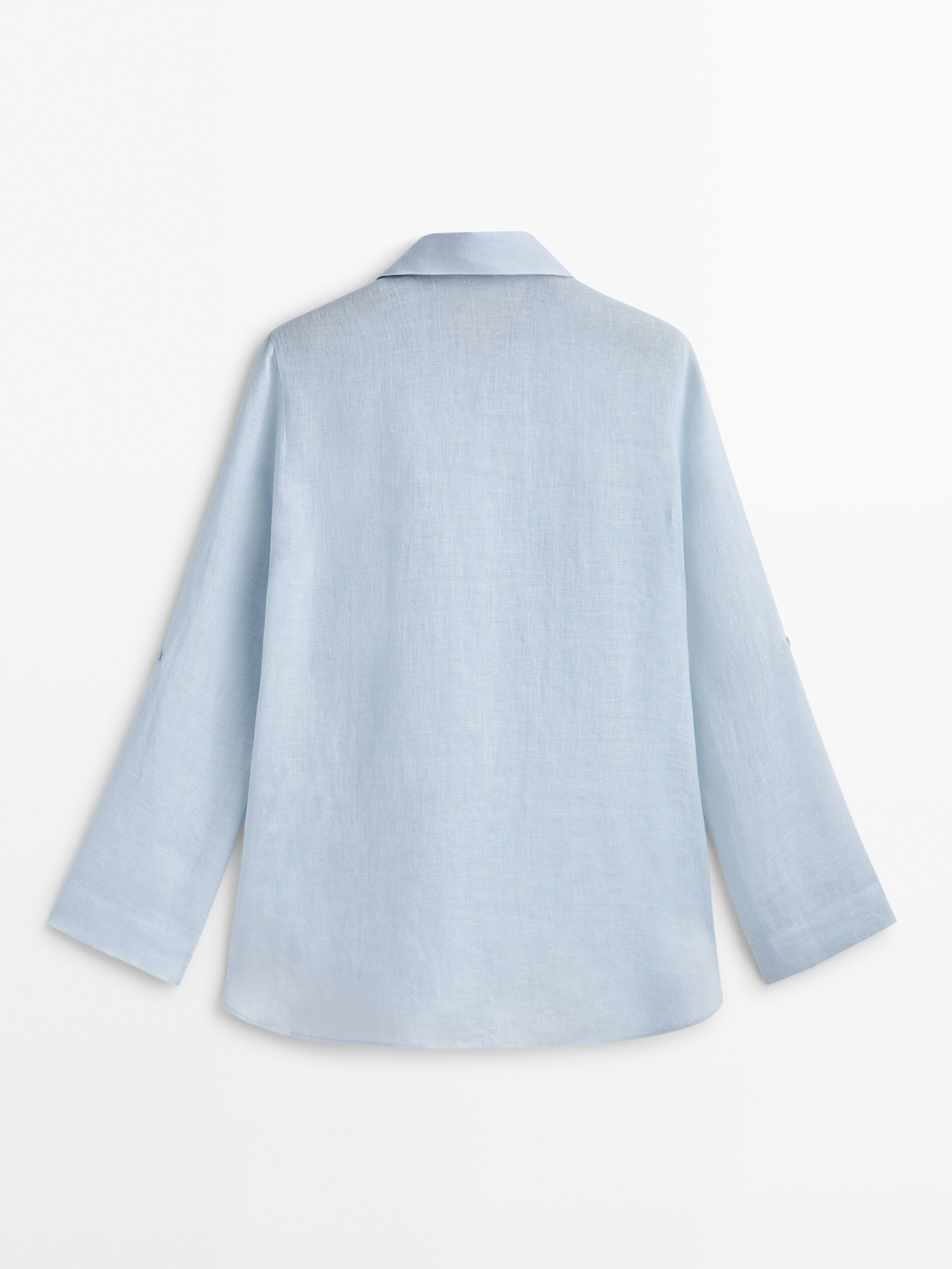 Camisa 100% lino bolsillos - Azul Claro