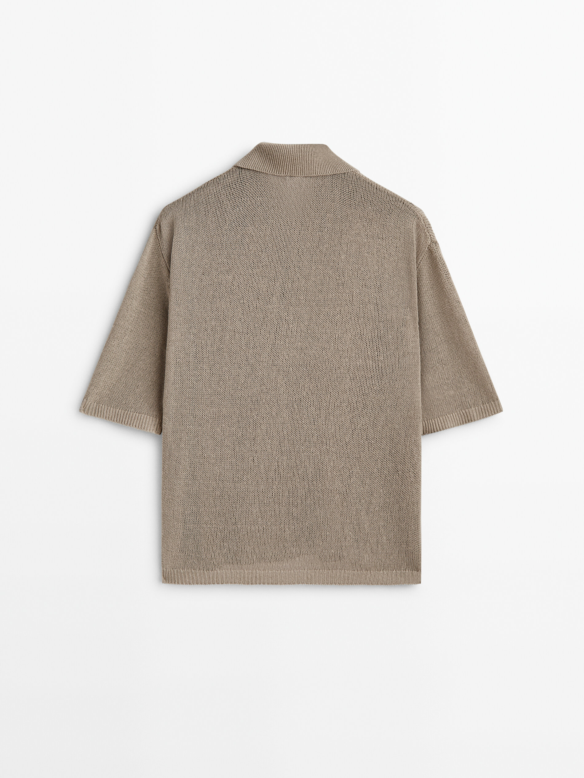 Jersey cuello polo botones 100% lino - Piedra