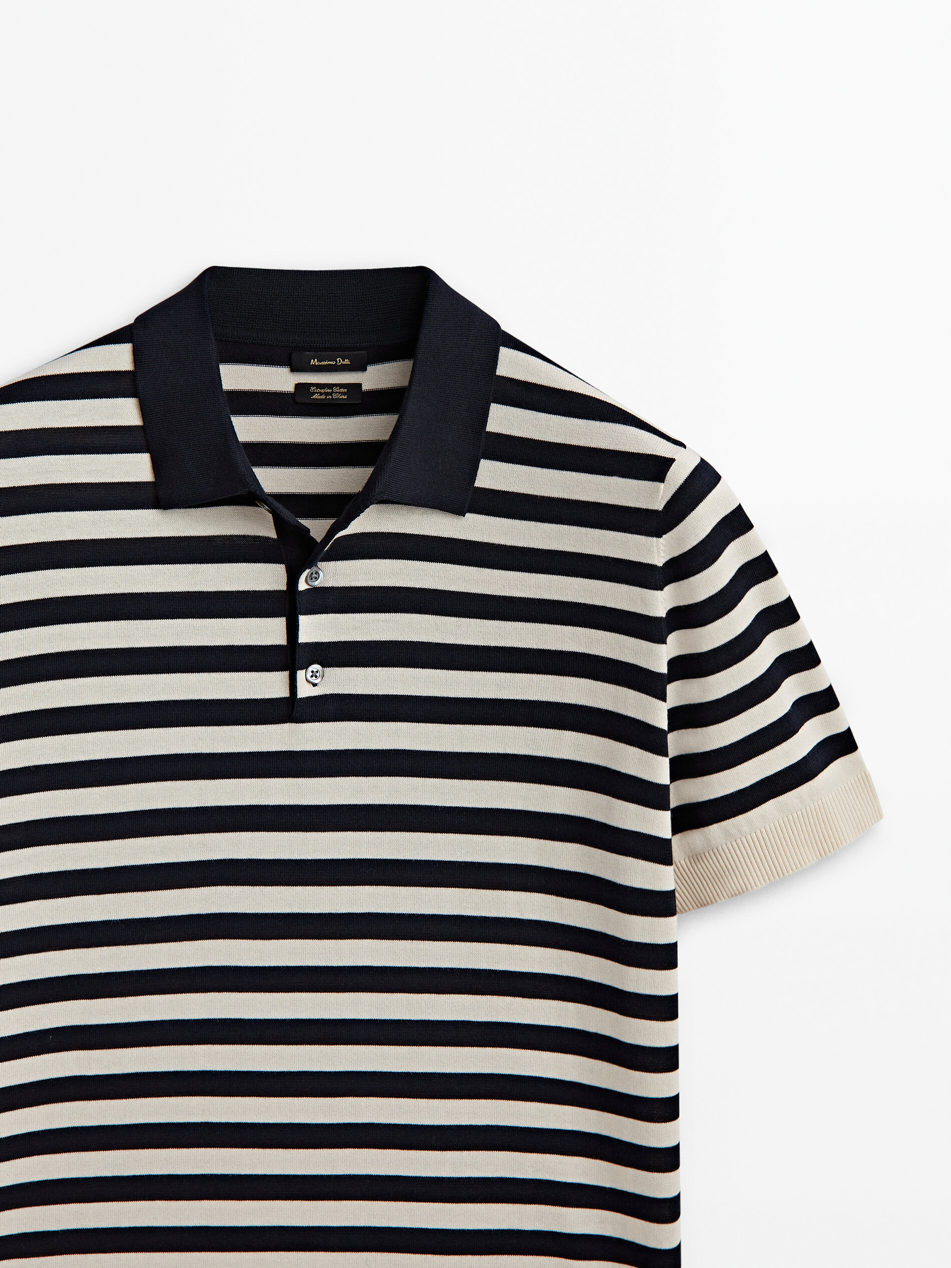 Jersey polo rayas cuello contraste manga corta - AZUL MARINO
