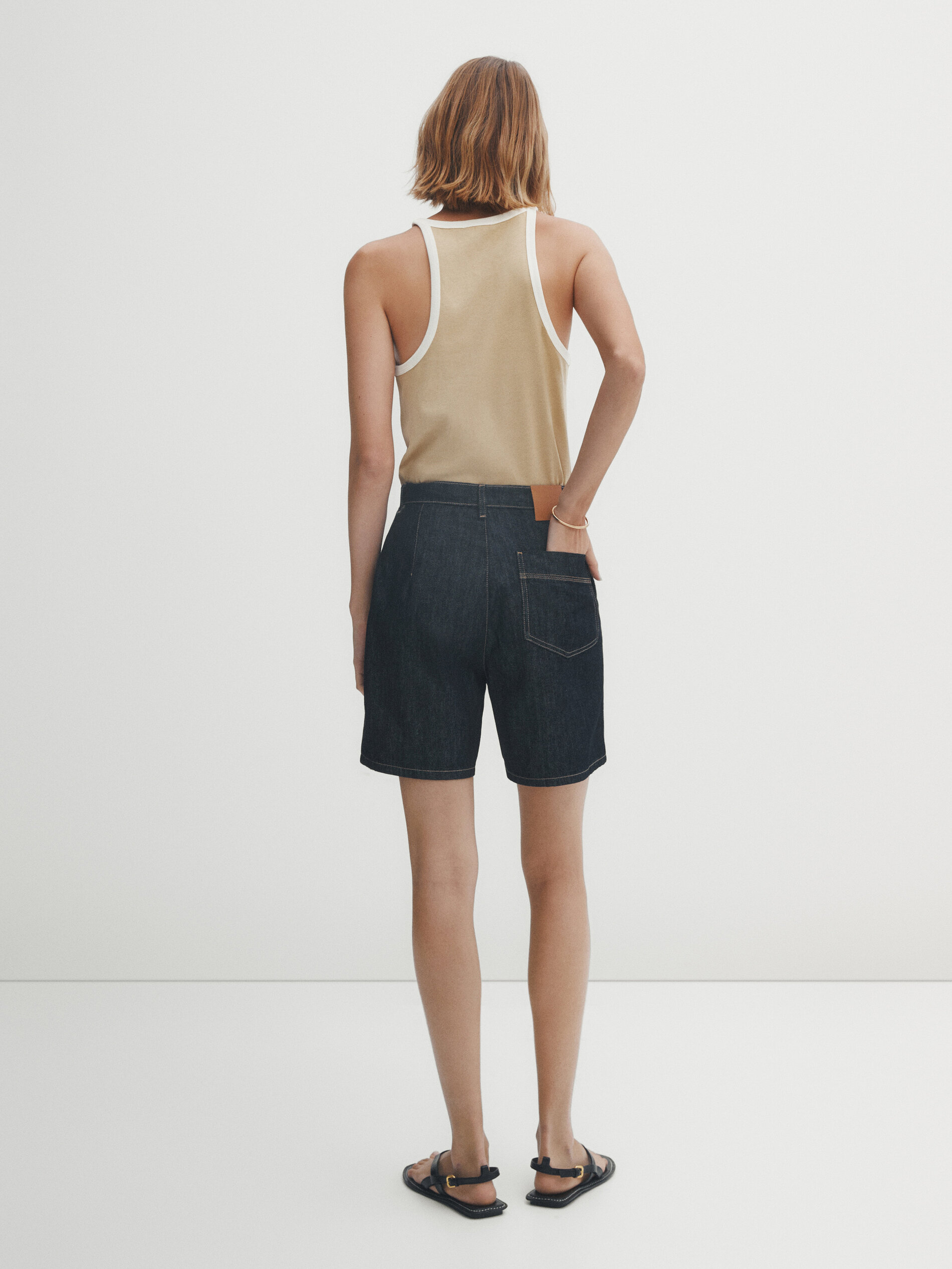 Top algodón manga sisa combinado - CAMEL