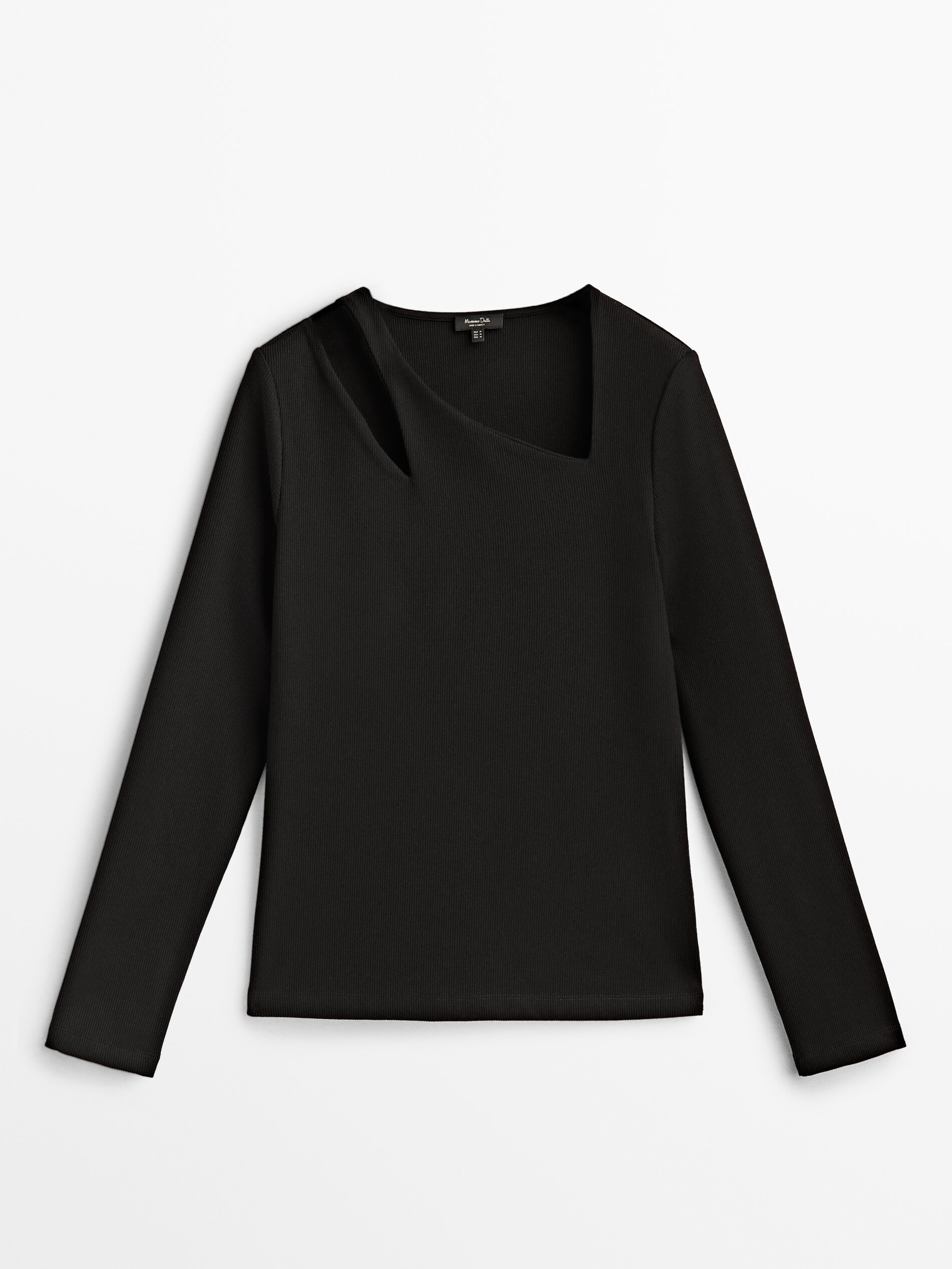 Camiseta cut out canalé - NEGRO