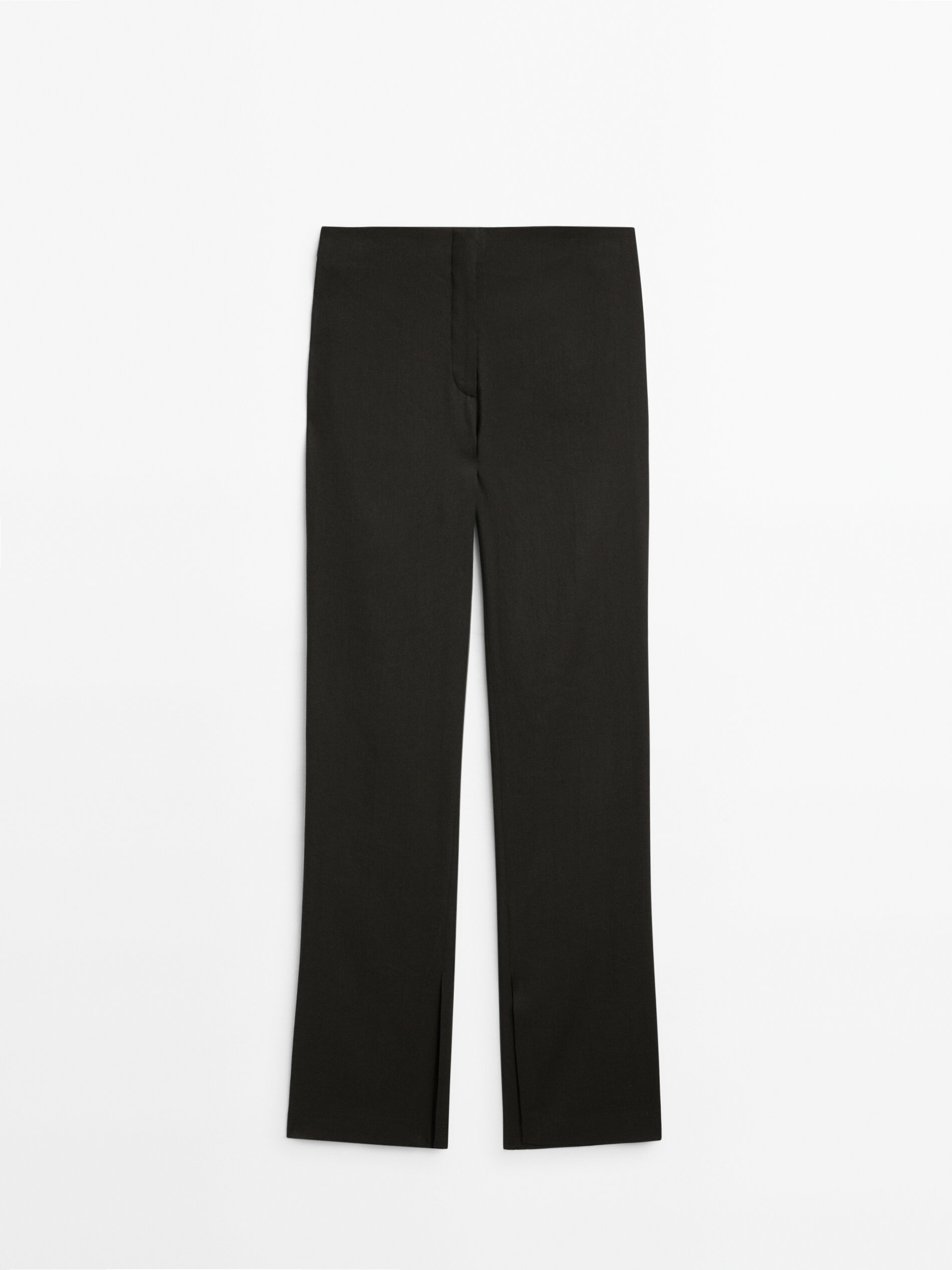Pantalón traje mezcla lino stretch - NEGRO