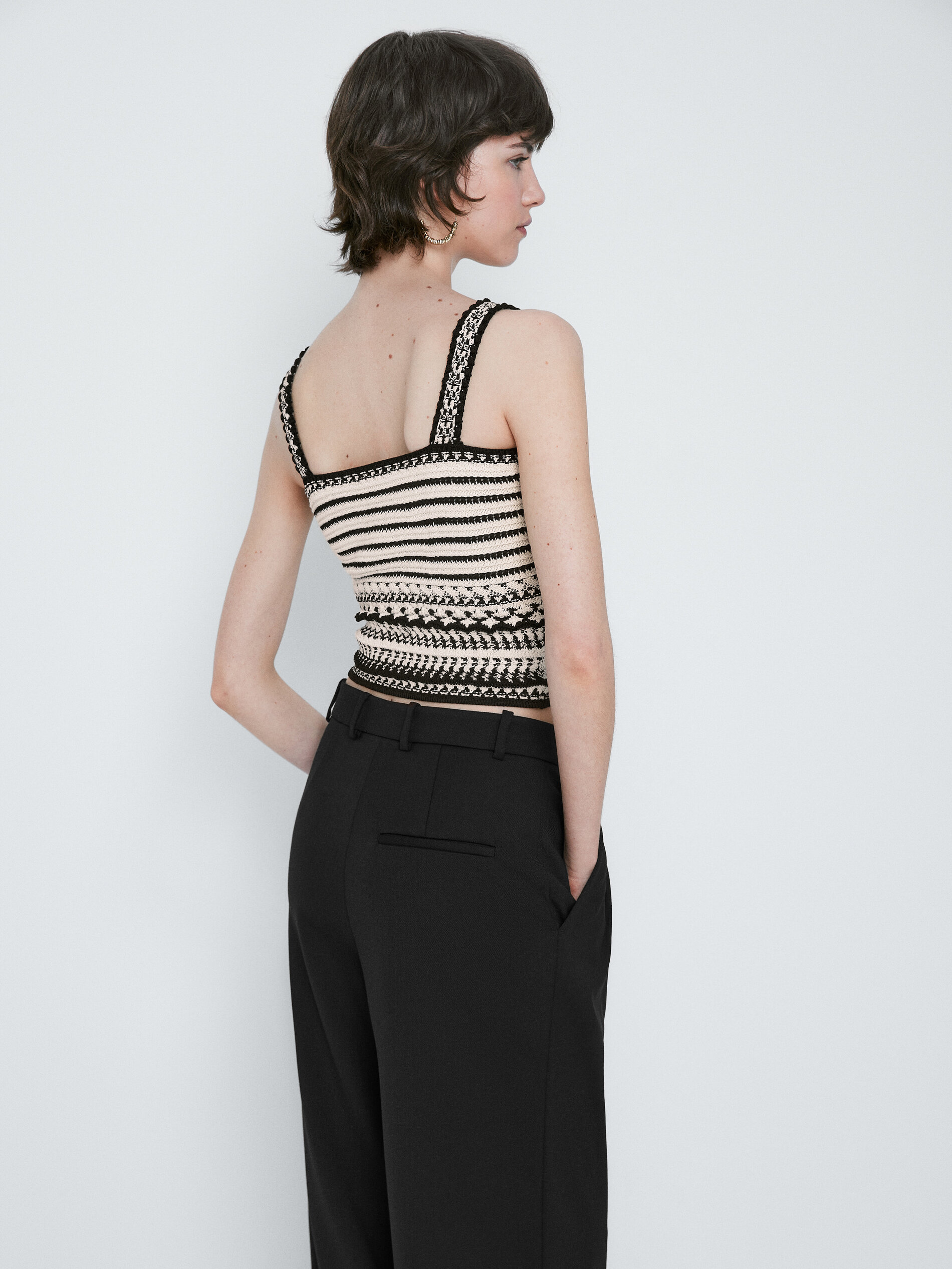 Top punto jacquard - CRUDO