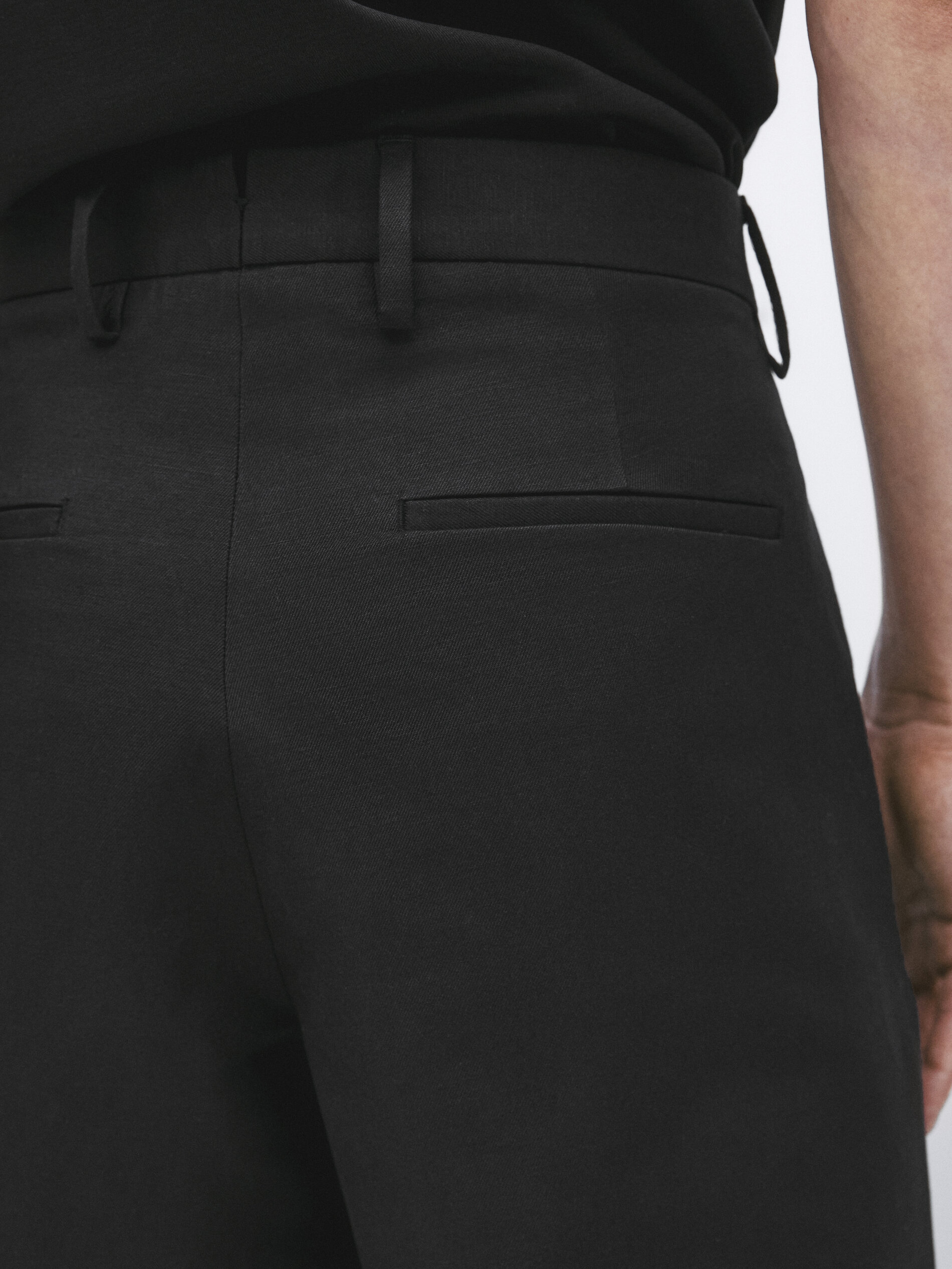 Pantalón traje con algodón y lino -Studio - CARBÓN