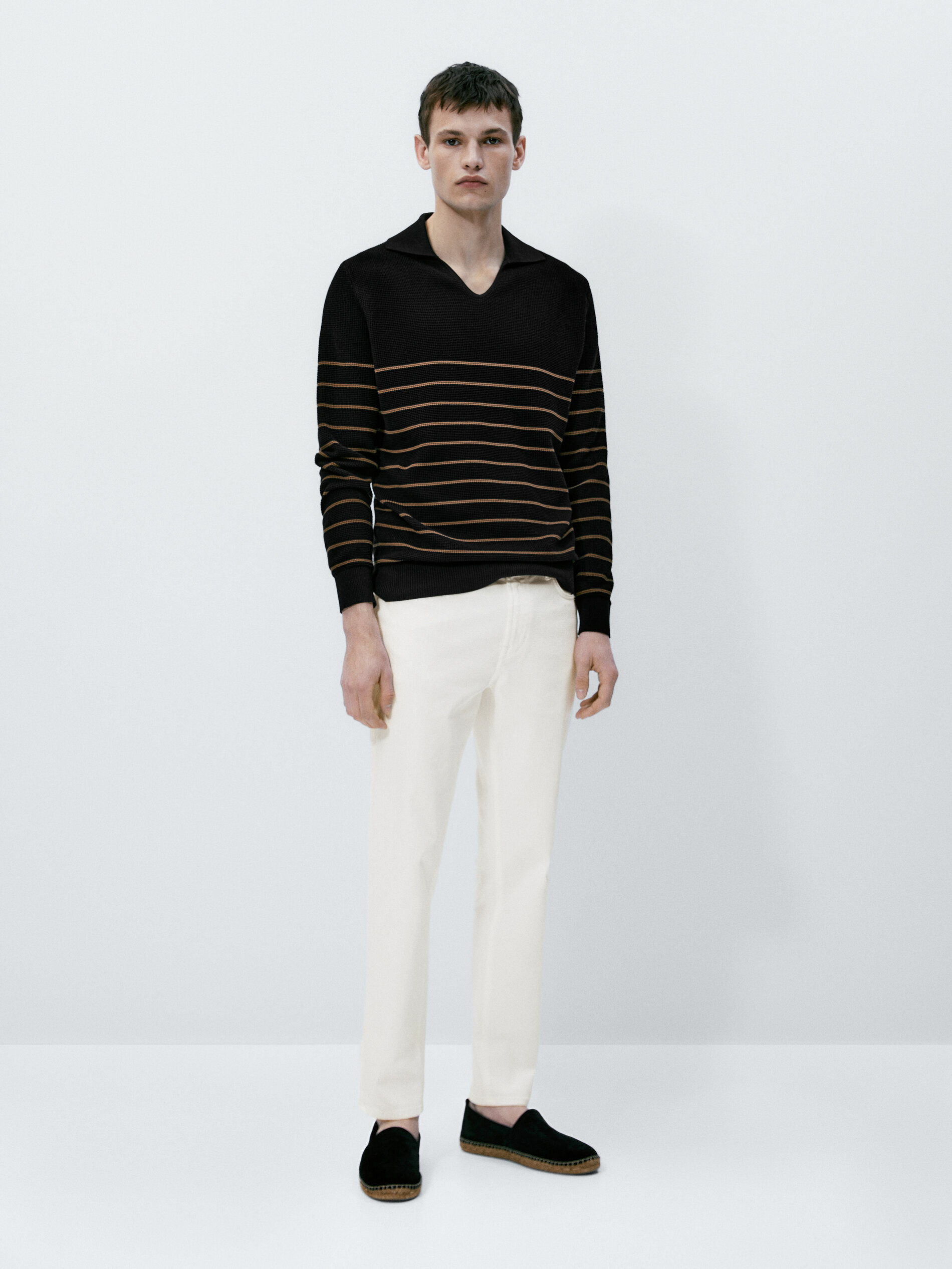 Pantalón tejanero mezcla algodón tapered fit - BLANCO