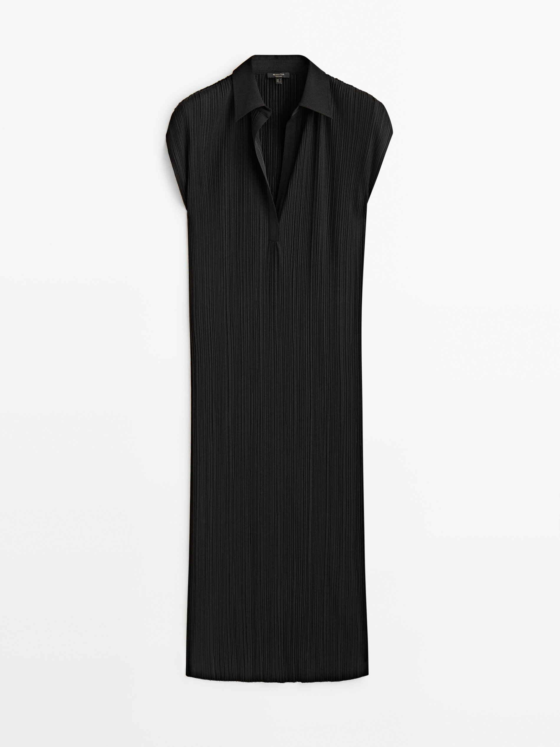 Vestido polo plisado - NEGRO