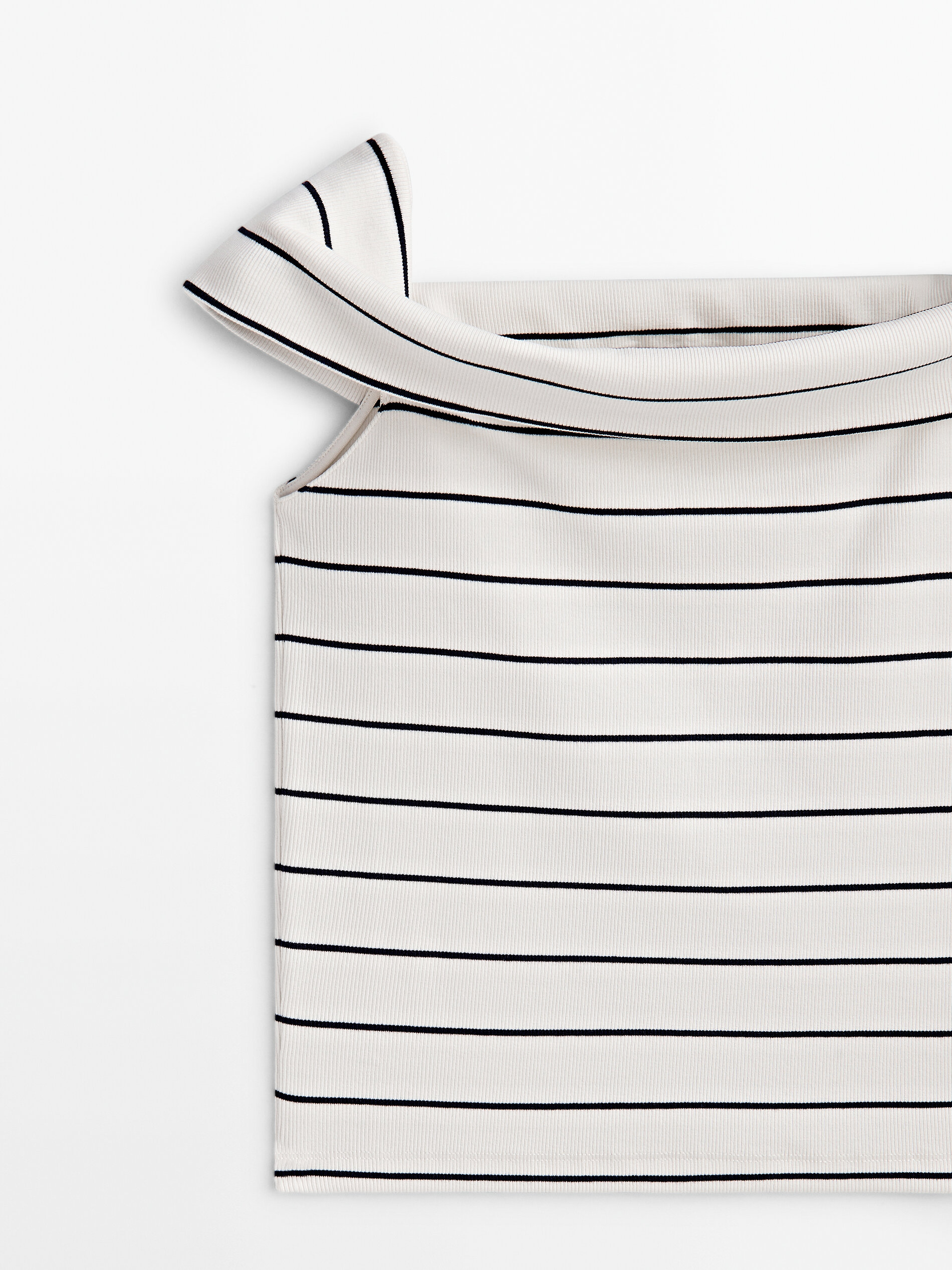 Top canalé rayas escote barco - CRUDO