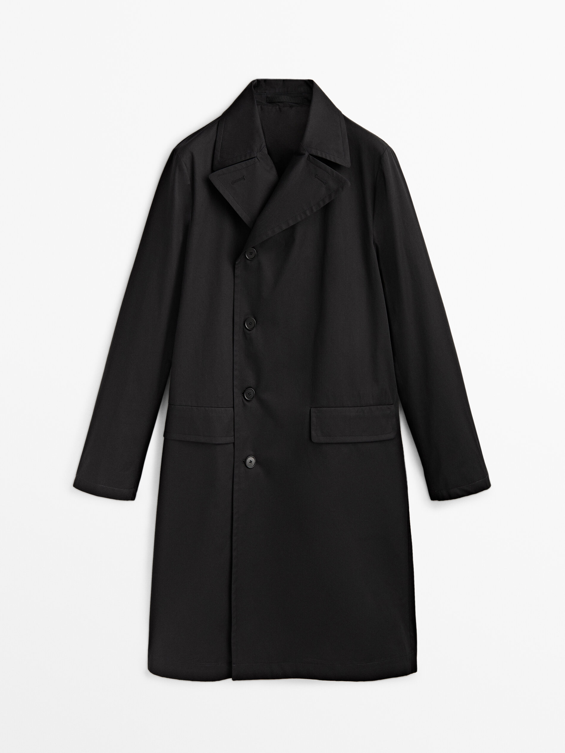 Chaqueta trench negra algodón -Studio - NEGRO