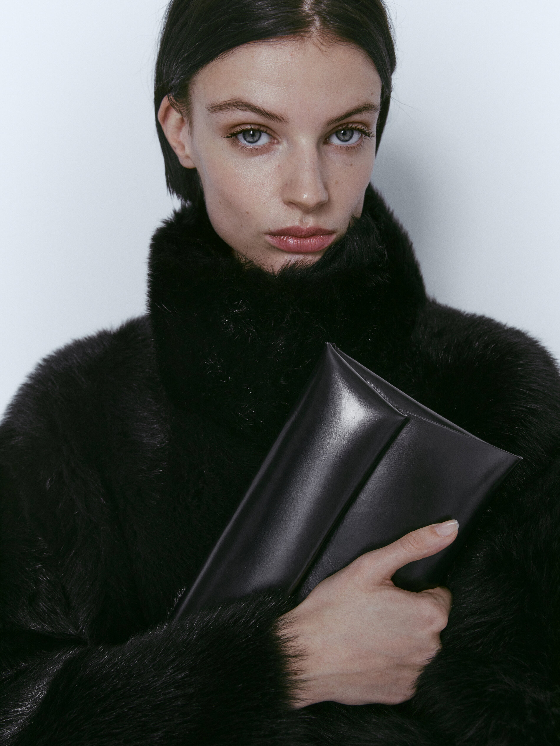 Chaqueta moutón piel negra - NEGRO