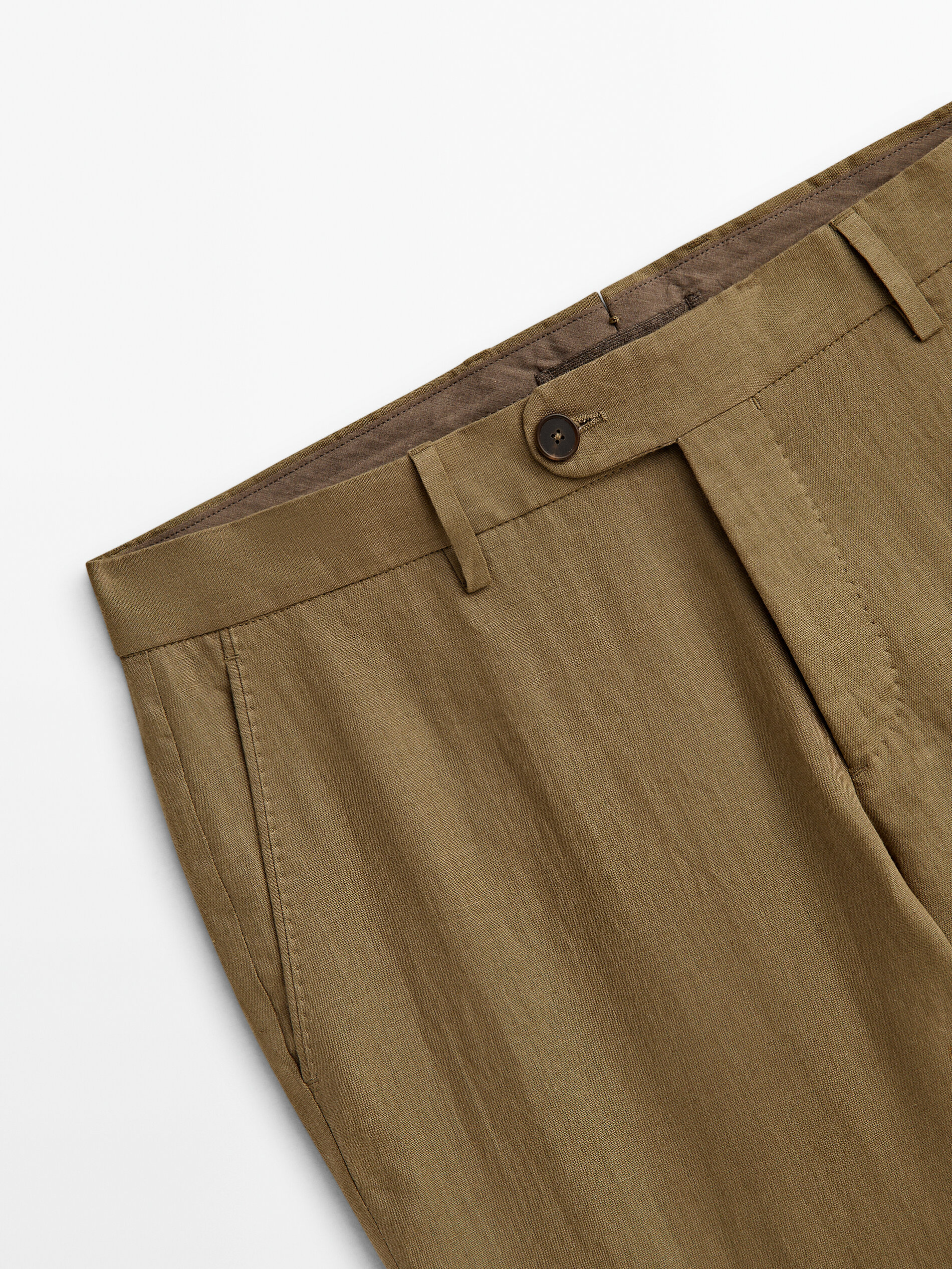 Pantalón traje 100% lino - BEIGE