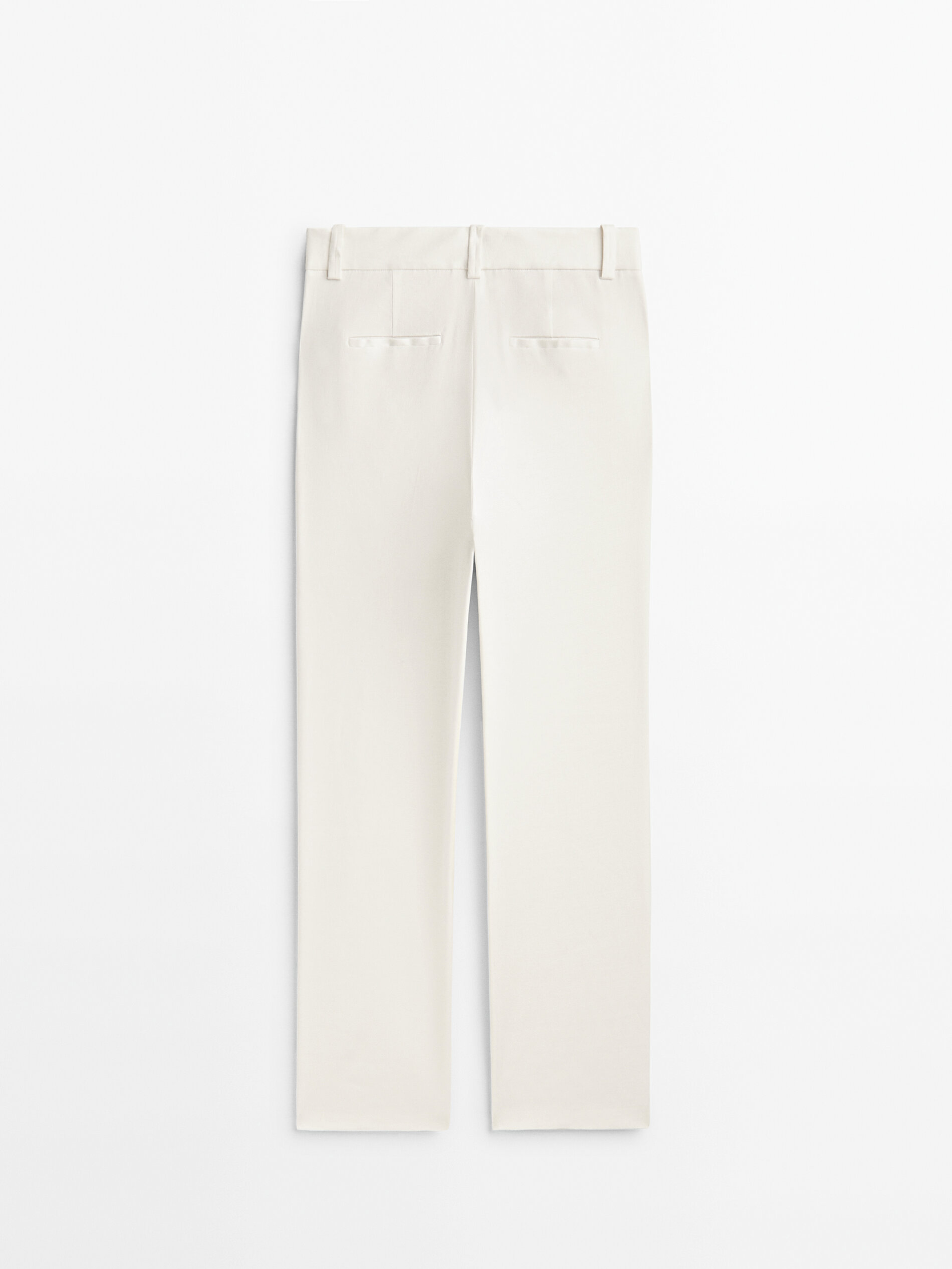 Pantalón con lino recto - BLANCO