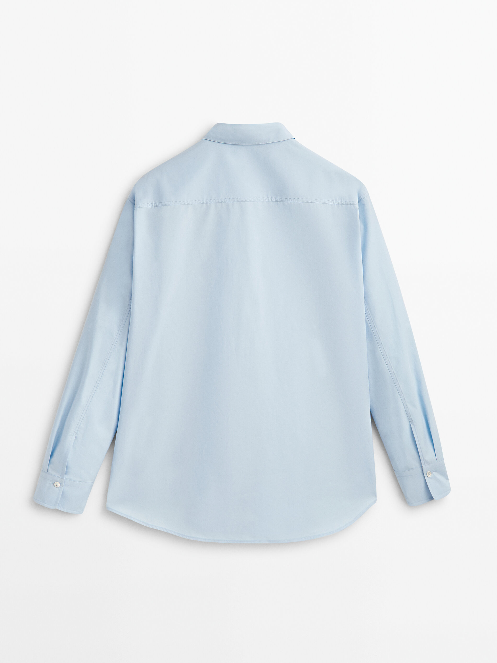 Camisa popelín detalle costuras - CELESTE