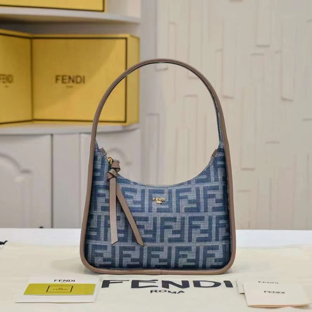 Fendi Fendessence Light blue FF denim fabric bag (Replica)
