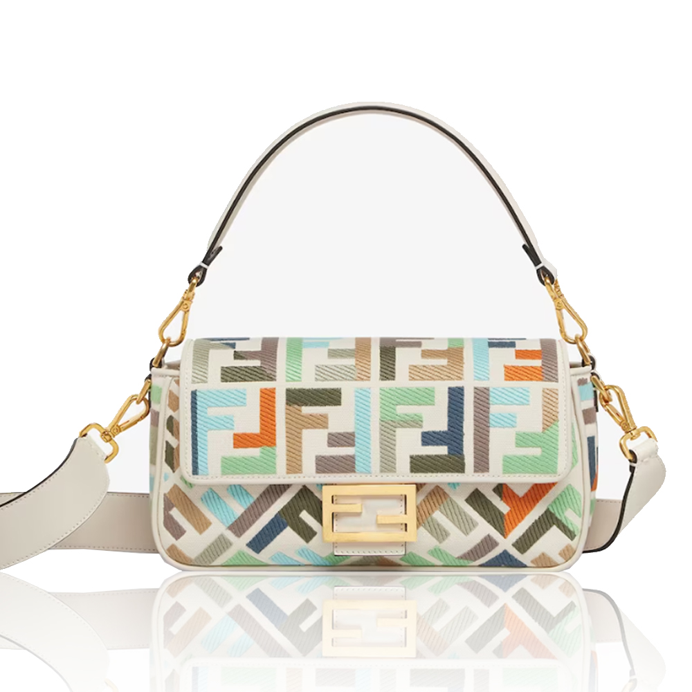 FENDI Baguette Multicolor canvas bag with FF embroidery (Replica)