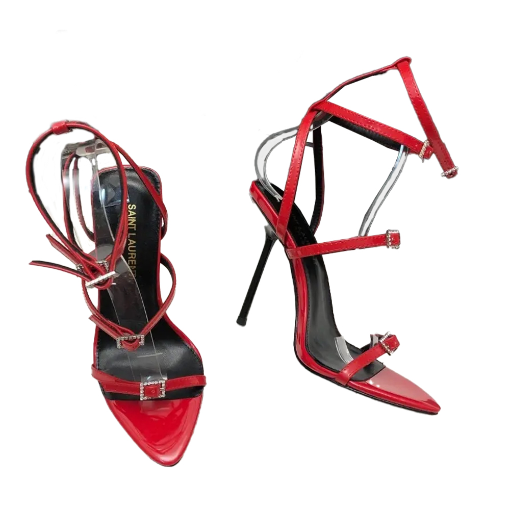 Saint Laurent YSL Strap And Buckle High Heels10.5CM Slide Sandal (Replica)