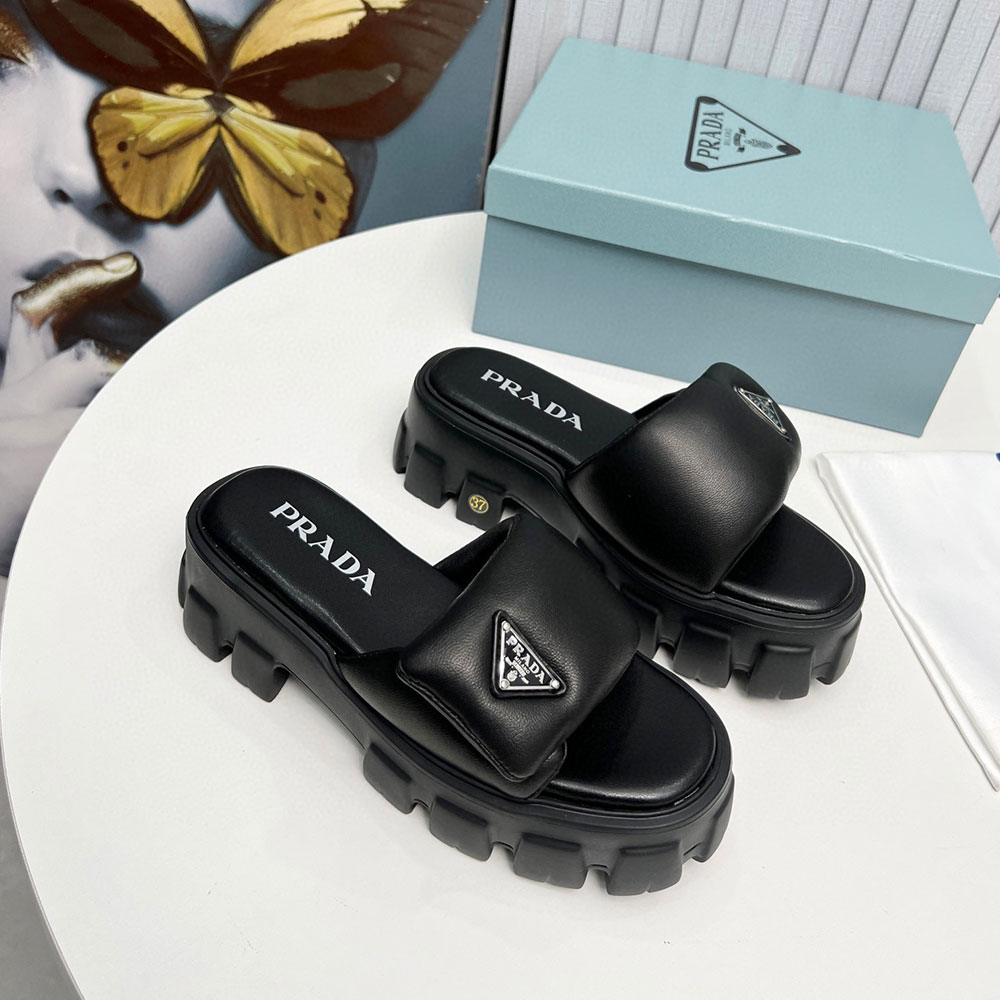 Prada Leather Platform Sandals Slide Sandal (Replica)