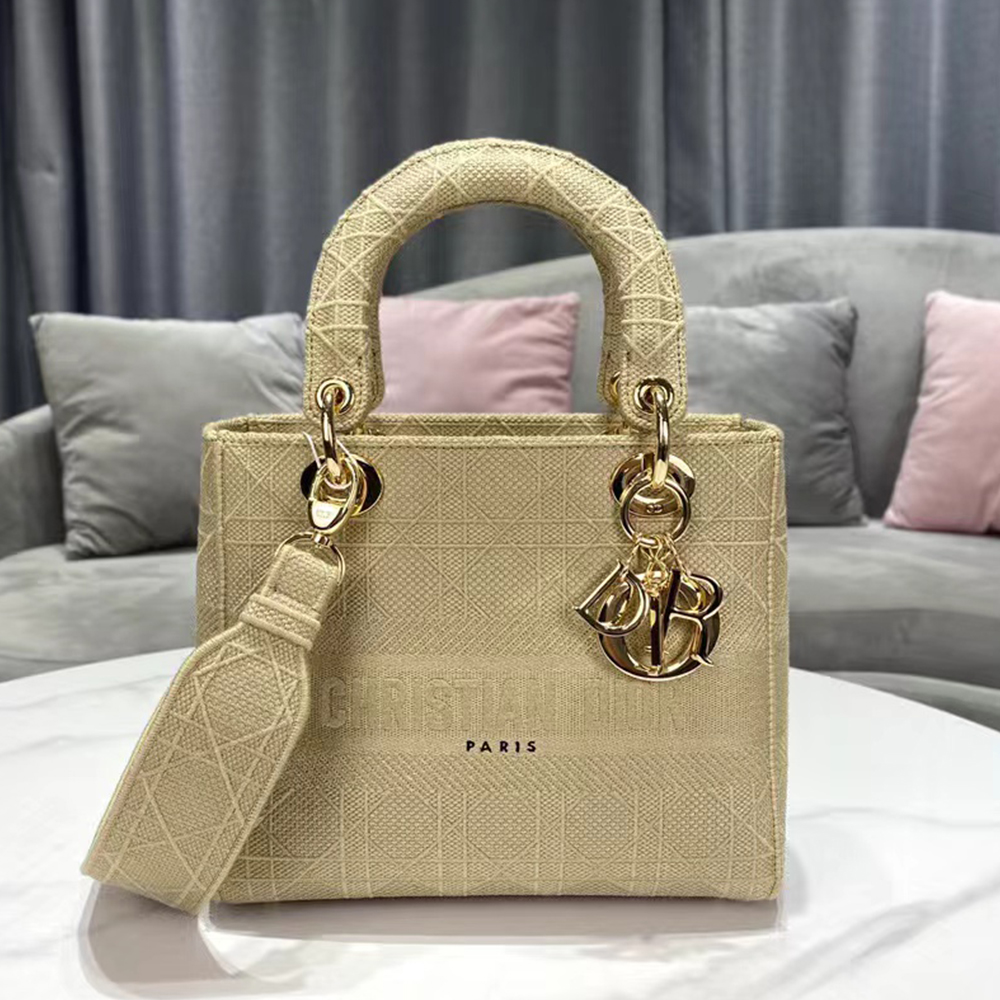 Dior Medium LADY Bag Cannage Embroidery(Replica)