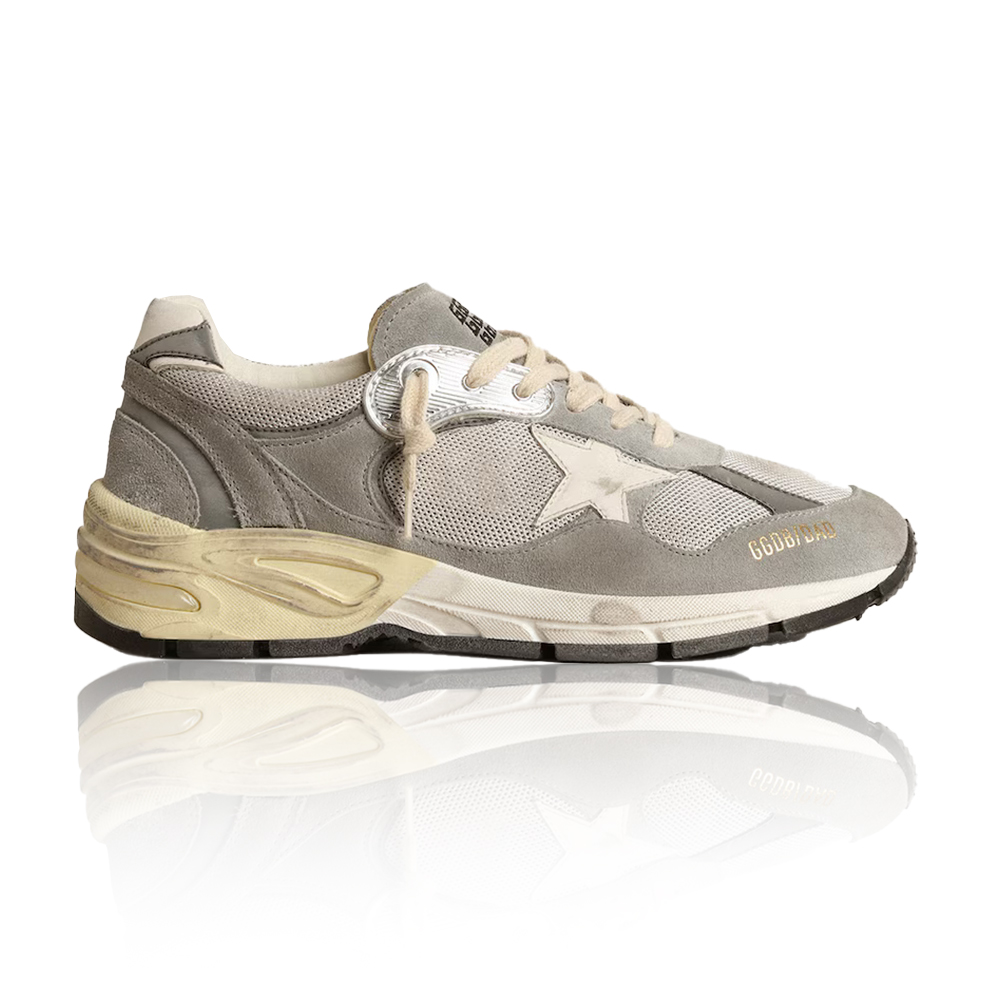 Golden Goose Dad-Star Shoes in Dove Gray Mesh and Suede (Replica)