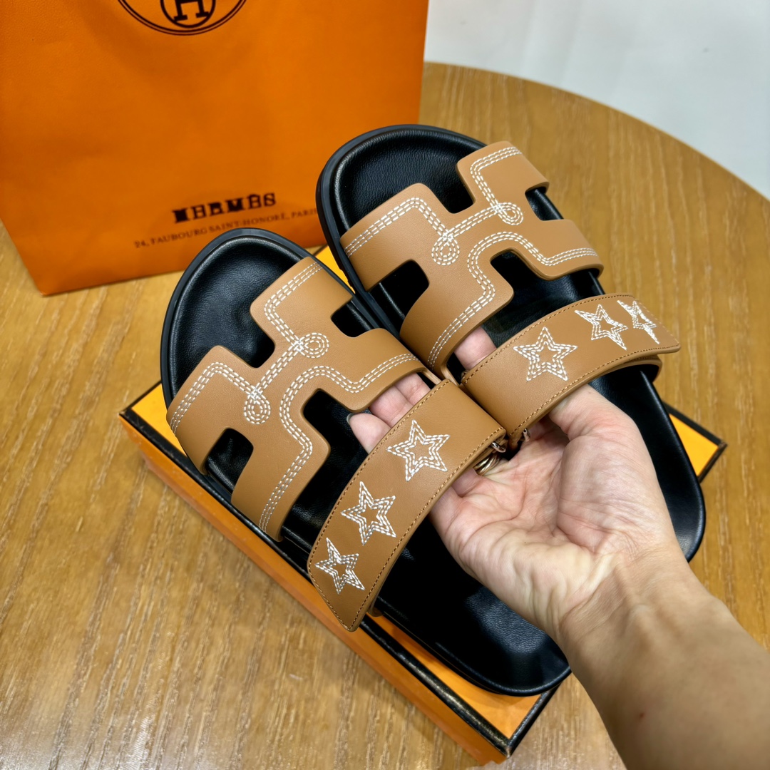 Hermès Chypre leather sandals （Replica）