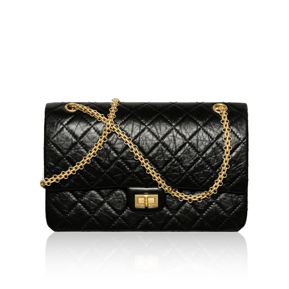 Chanel 2.55 Black Aged Calfskin Handbag  (Replica)