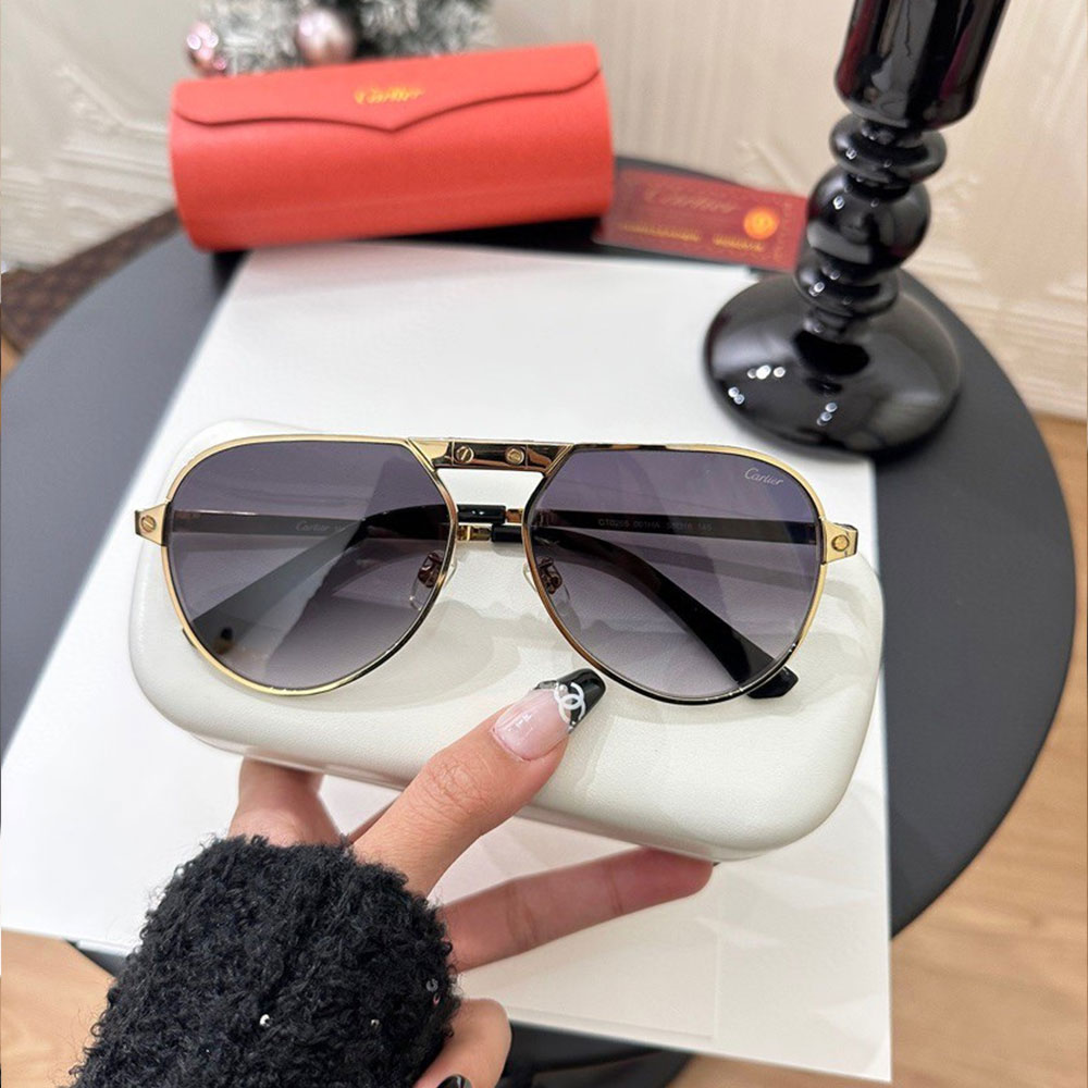 Cartier  Metal irregular Line Sunglasses Top quality （Replica）
