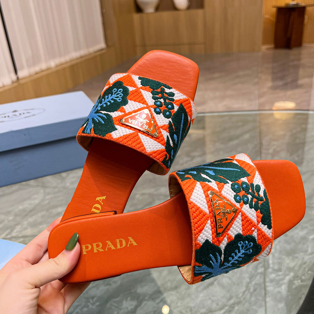 Prada Open-toed Flip-flops With Round Heads Slide Sandal (Replica)
