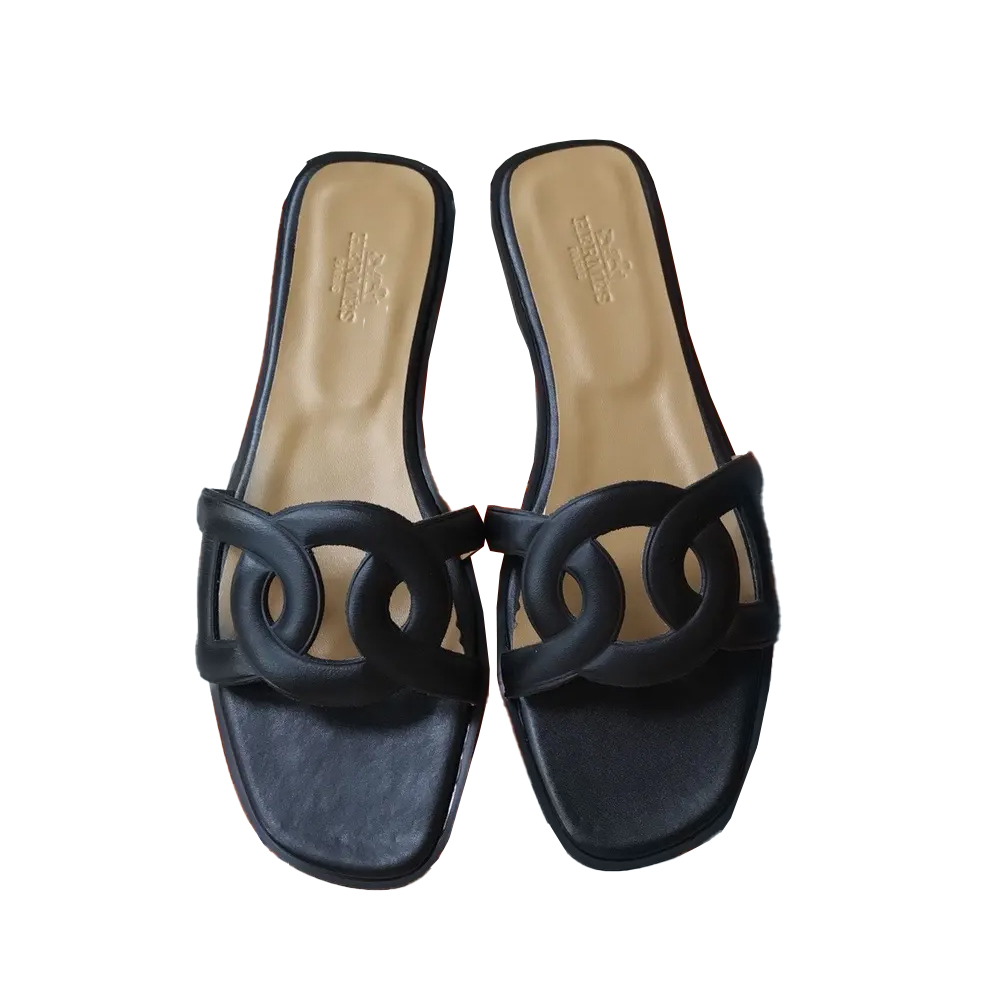 Hermes Aloha  Leather flat Sandals Slide（Replica）
