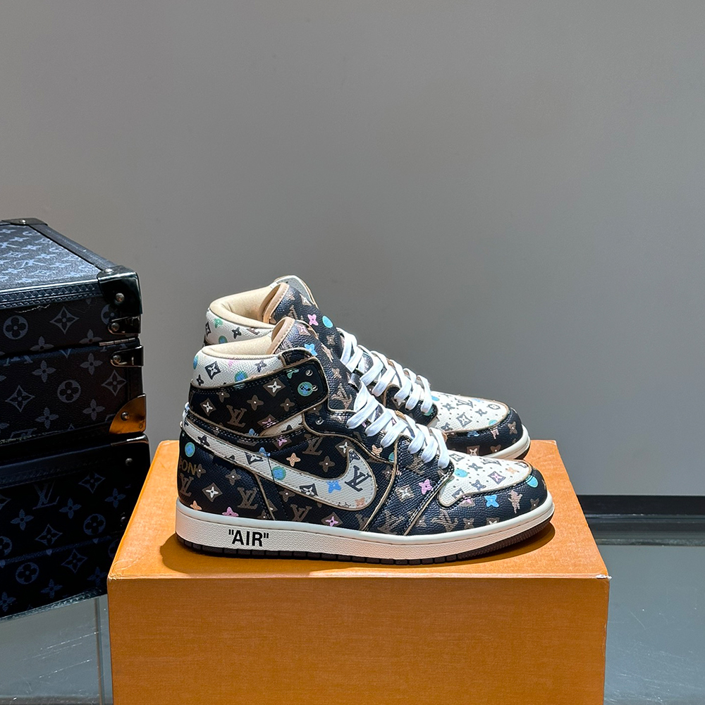 Louis Vuitton X Nike Co-Branded High Top Casual Mens Sneakers (Replica)