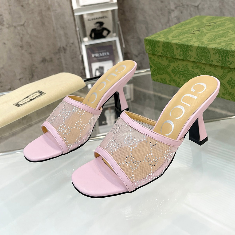 Gucci Mesh High heel Sandals Slide Sandal (Replica)