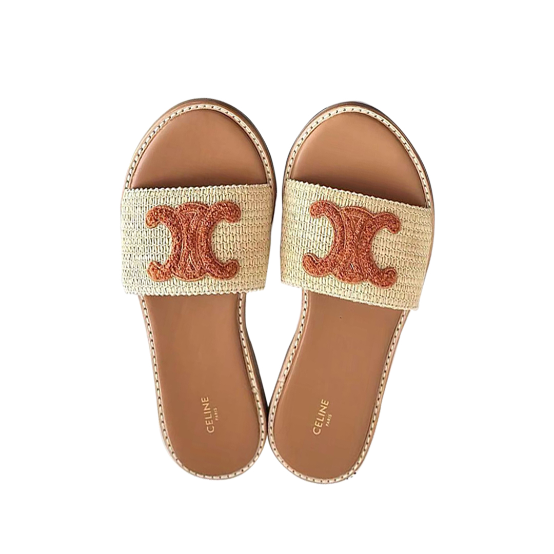 CELINE Women's Mule Sandals - Flat Sandals with Signature Logo (Replica)