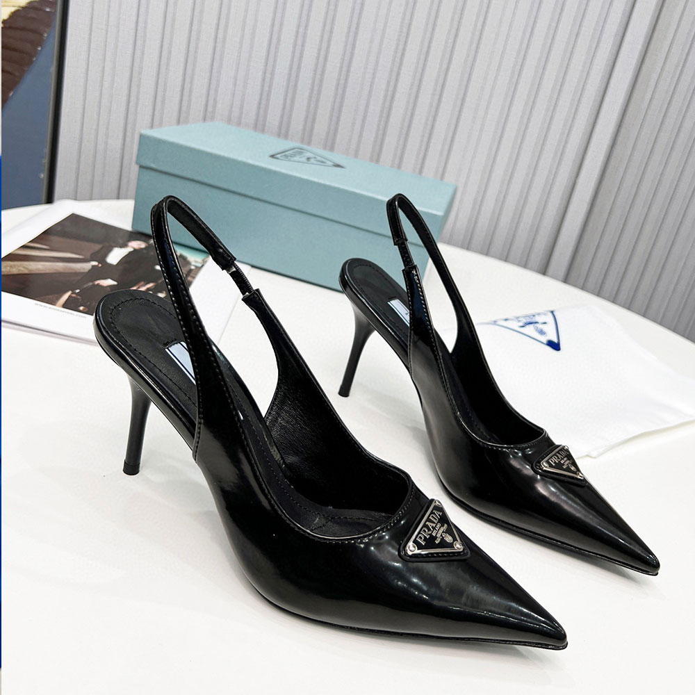 Prada  Stiletto  Bright Triangle Logo Sandals Slide (Replica)