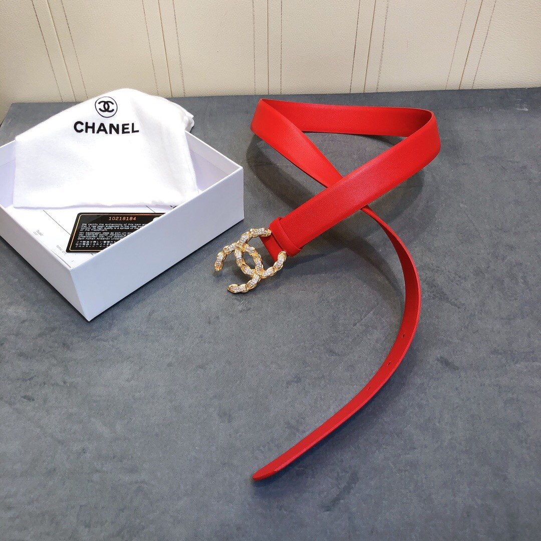 Chanel Belt With Double C Buckle Red Women Belt 30MM