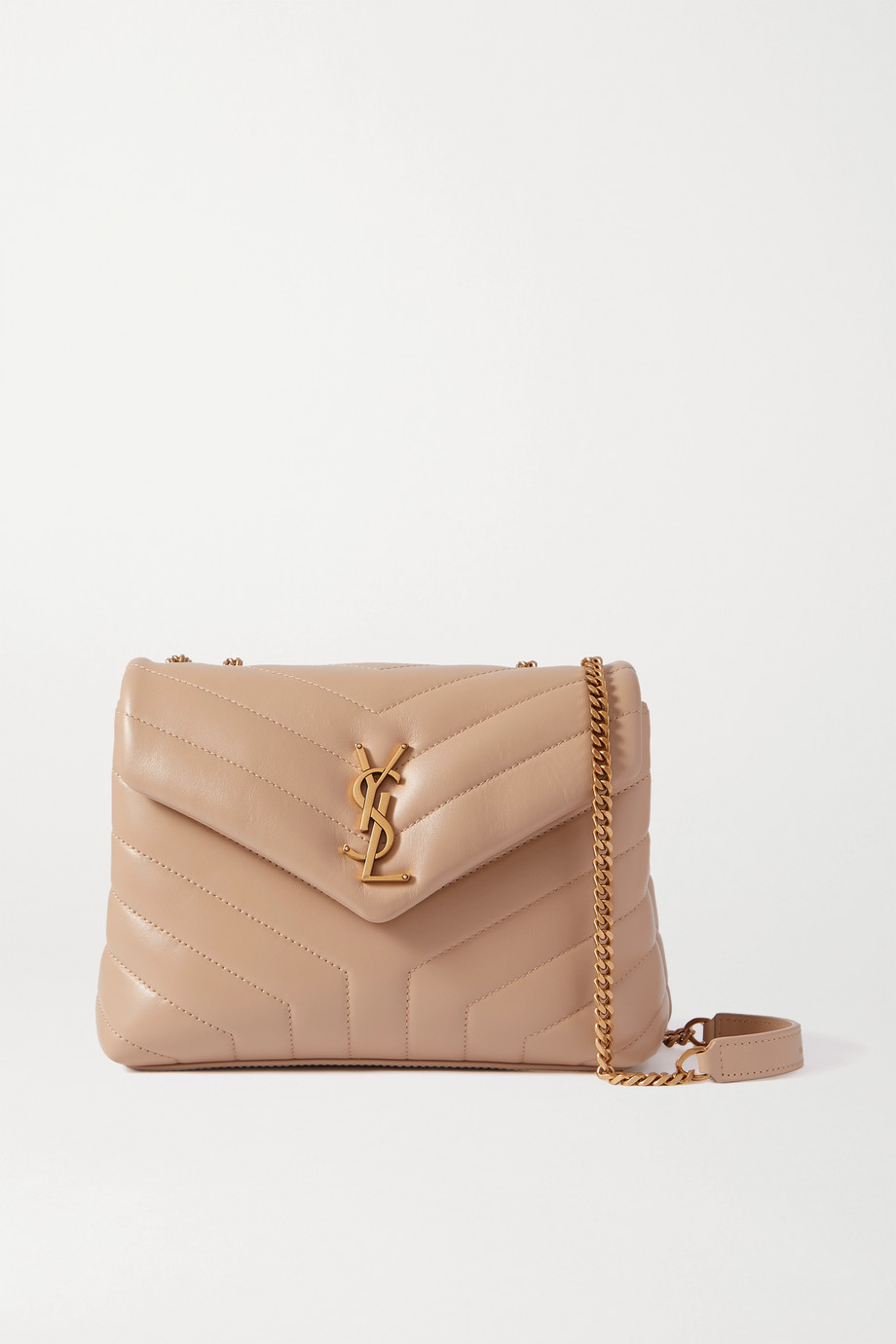 SAINT LAURENT Loulou small quilted leather shoulder bag beige
