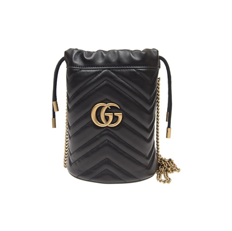 Gucci Marmont Drawstring Leather Bucket Bag(Replica)